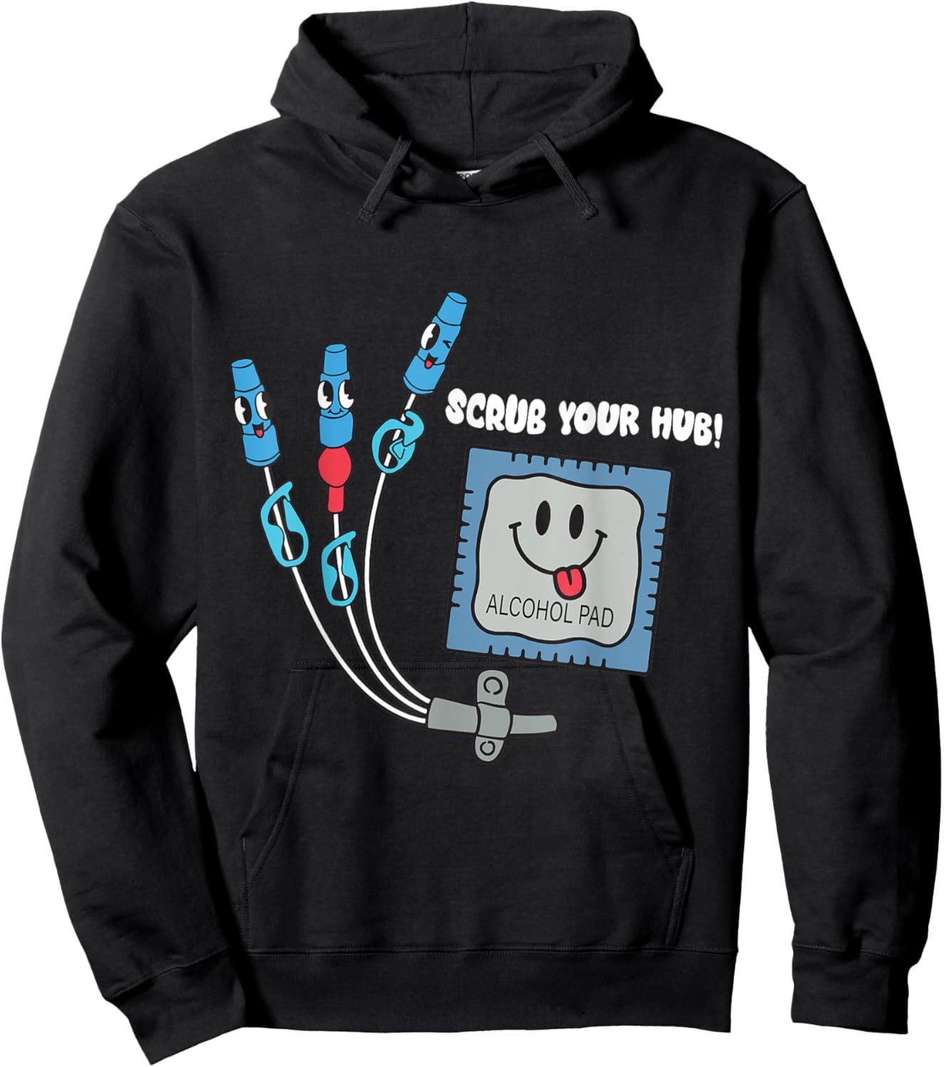 Cute Nurse Scrub Your Hub Nursing Er Icu Rn Catheter Picc Hoodie - Hoodie | Black
