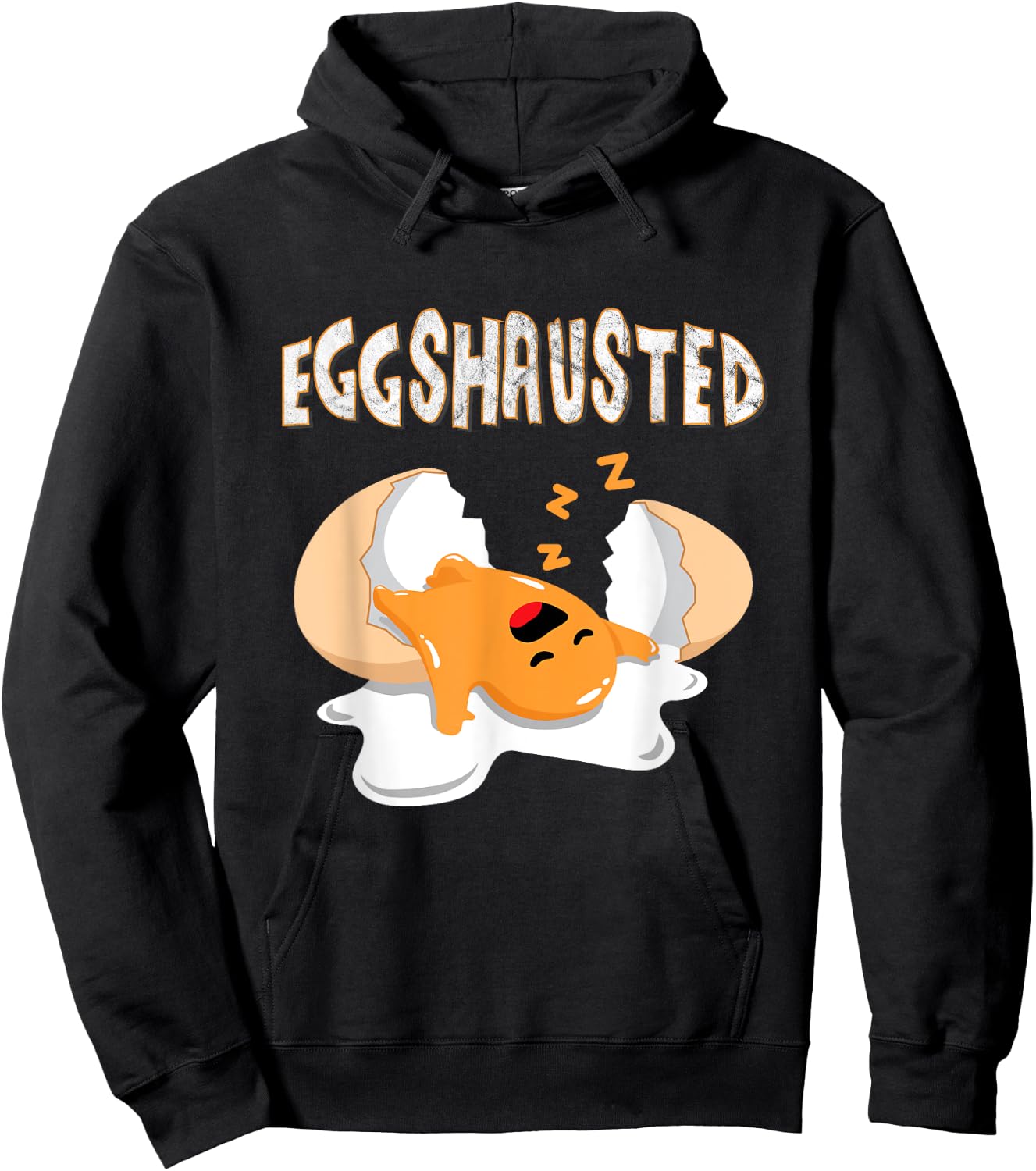 Eggshausted Of Easter Egg Hunts Sleeping Fried Egg Fun Eggs Hoodie - Hoodie | Black