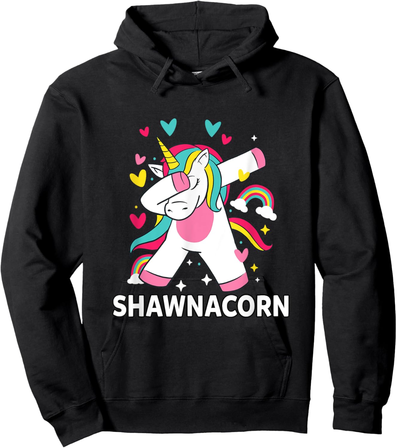 Shawnacorn Personalized Name Dabbing Unicorn Shawna Hoodie - Hoodie | Black
