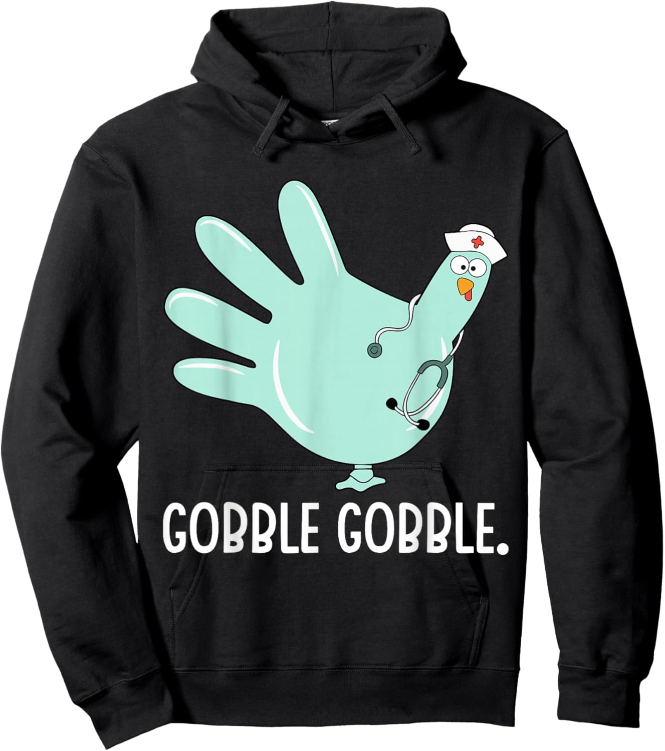 Turkey Scrubs Rubber Gloves Nurse Fall Nursing Thanksgiving Hoodie - Hoodie | Black