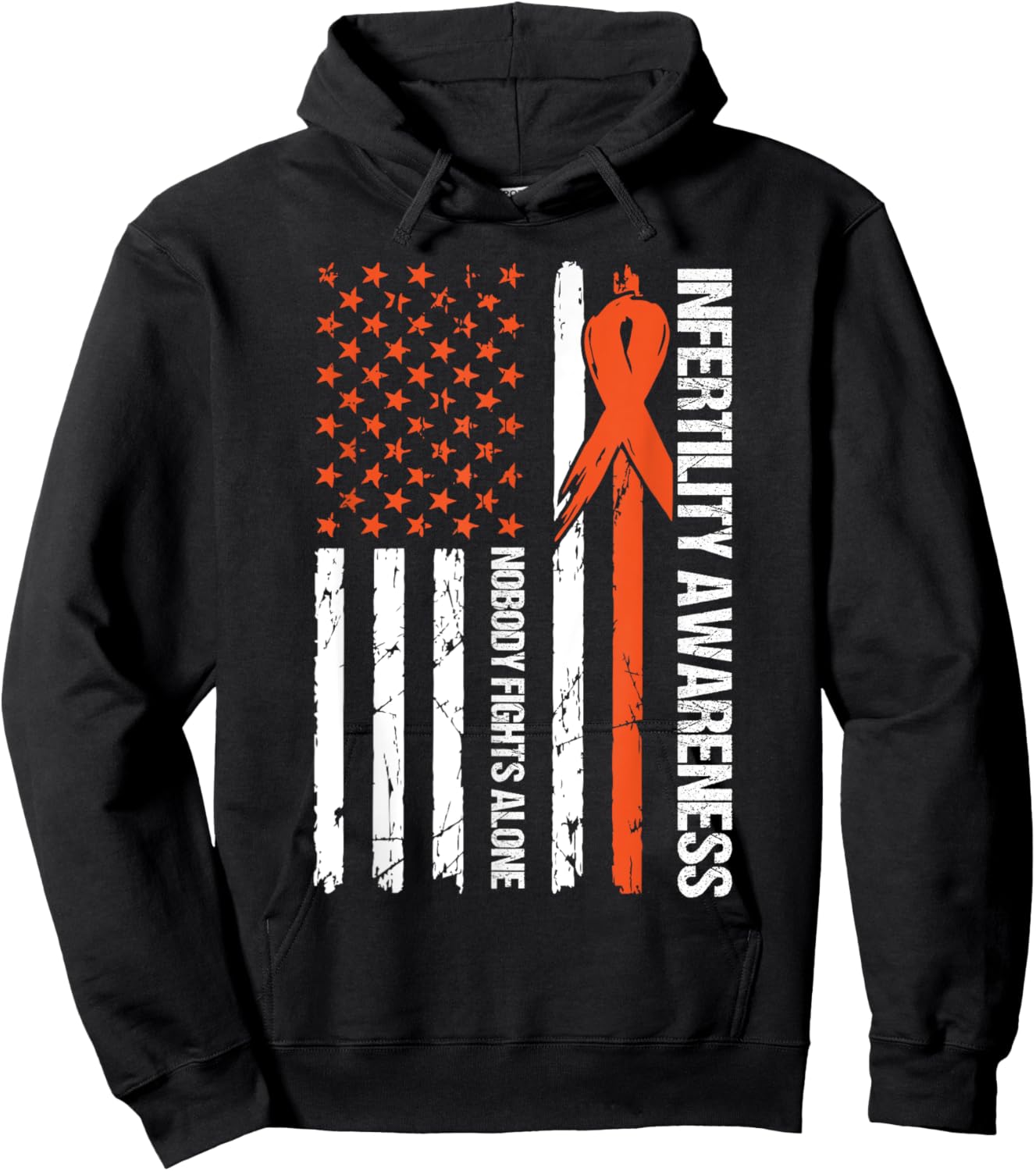 Infertility Awareness Flag Orange Ribbon IVF Transfer Day Hoodie - Hoodie | Black