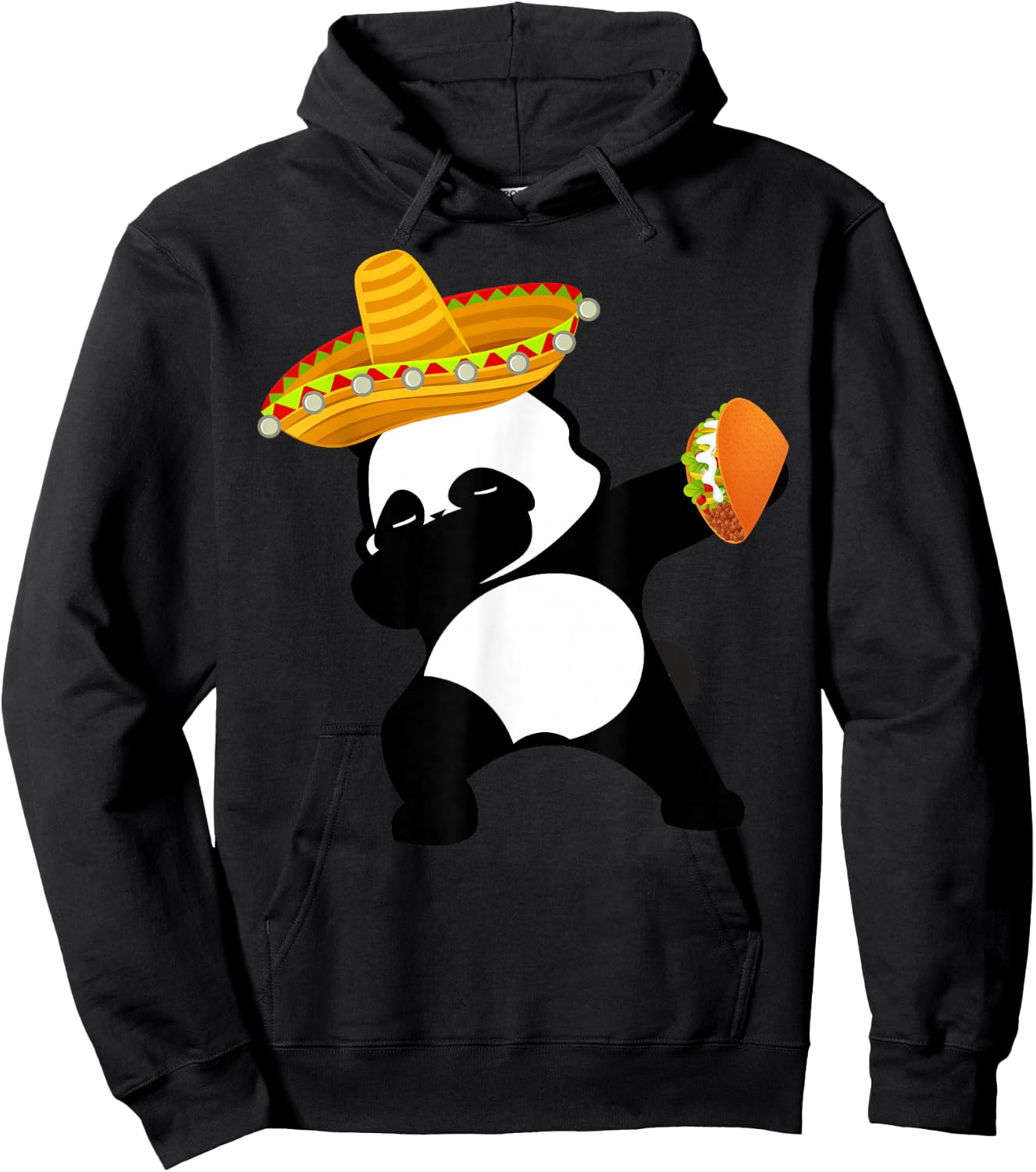 Cinco De Mayo Dabbing Panda Bear Taco Mexican Sombrero Hoodie - Hoodie | Black