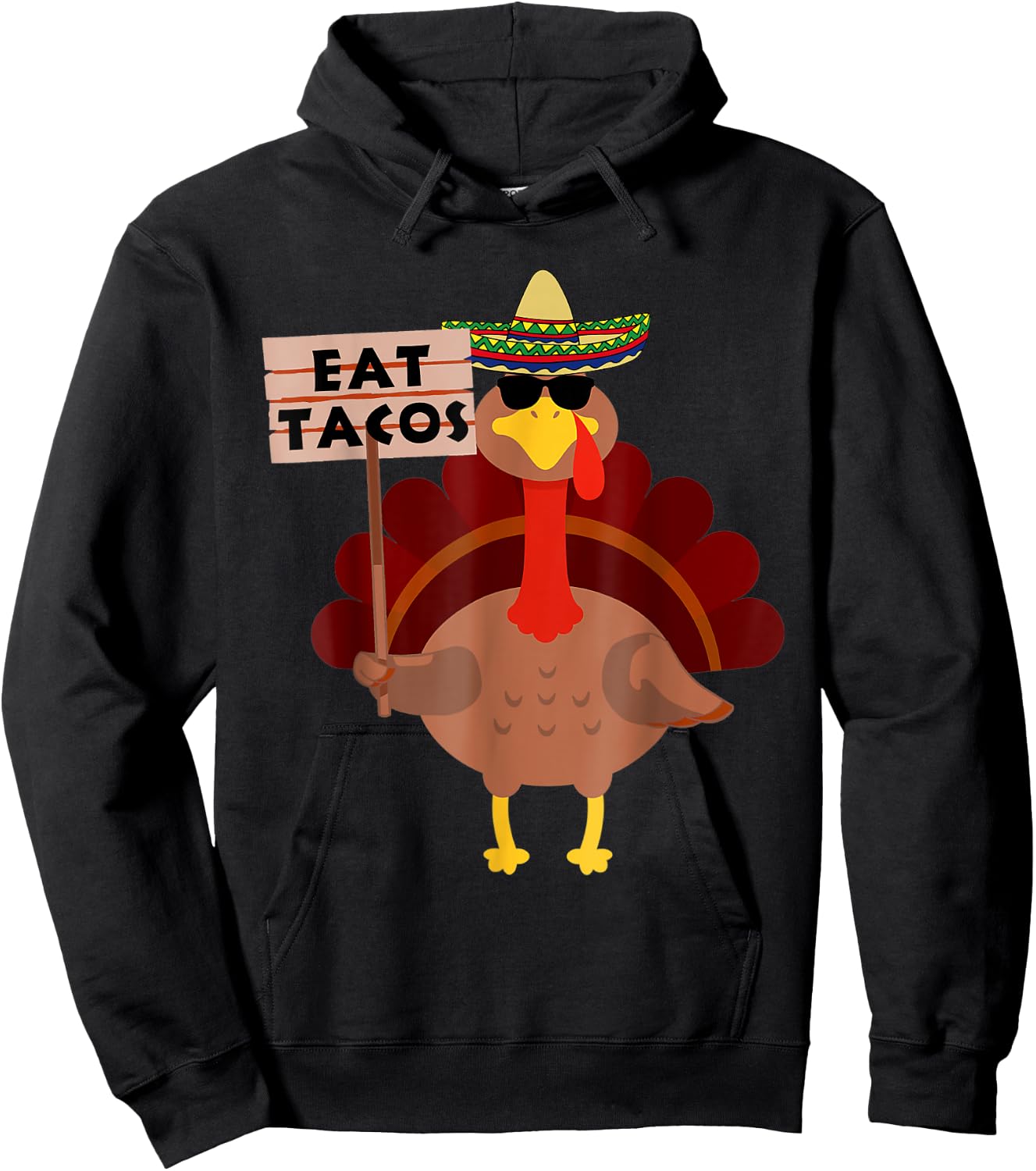 Turkey Eat tacos Adult Vegan Kids Funny Thanksgiving Hoodie - Hoodie | Black