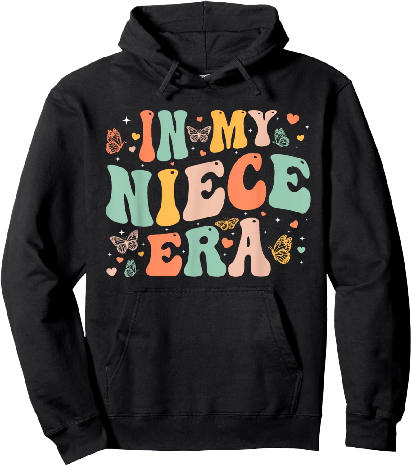 Retro Groovy In My Niece Era Mother's Day Kids Girls Hoodie - Hoodie | Black