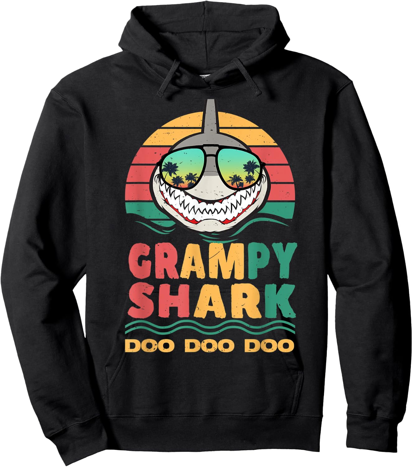 Grampy Shark Father's Day Papa Dad Grandpa Men Gift Hoodie - Hoodie | Black