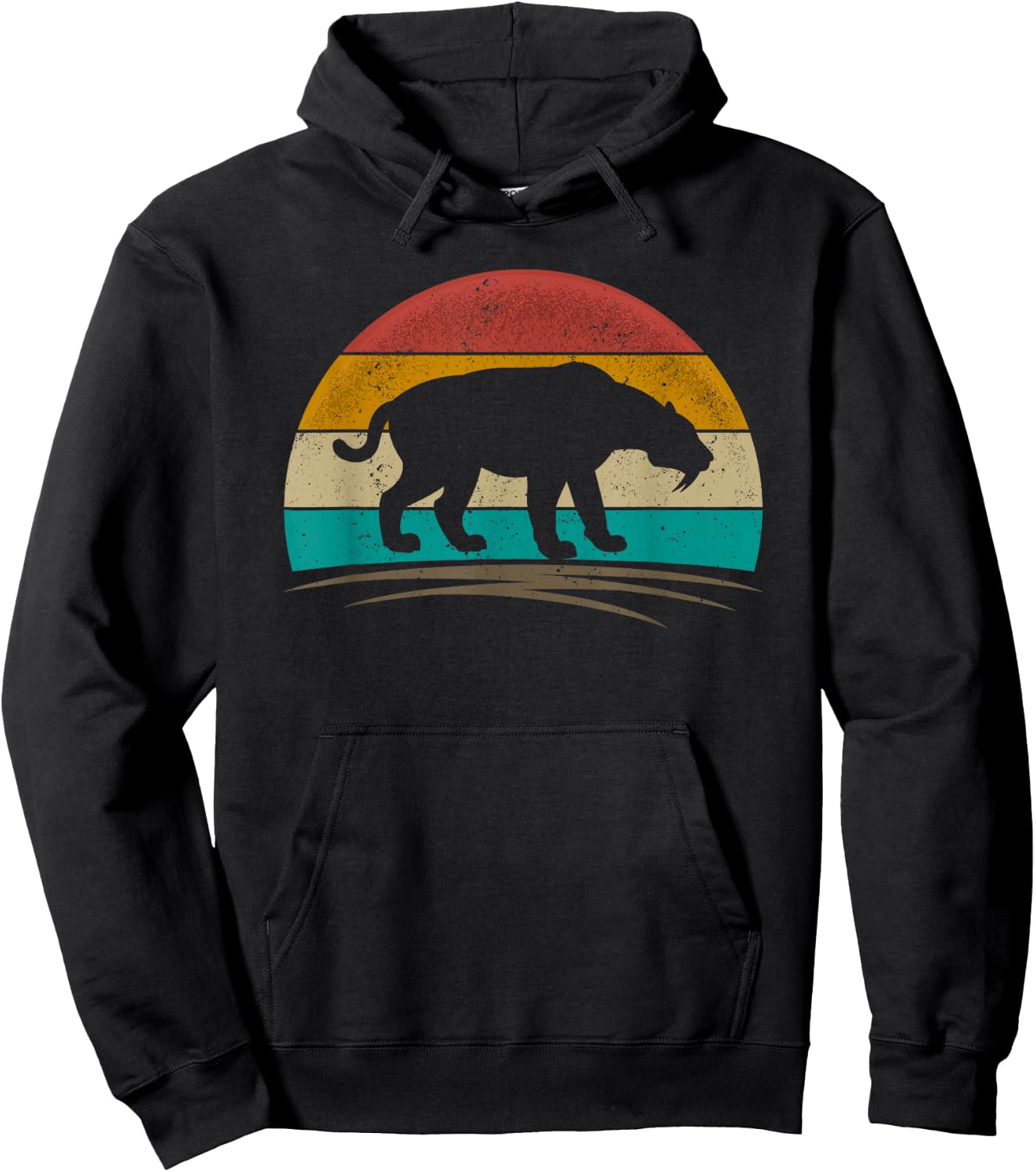 Retro Smilodon Shirt Sabertooth Tiger Animal Paleontology Hoodie - Hoodie | Black