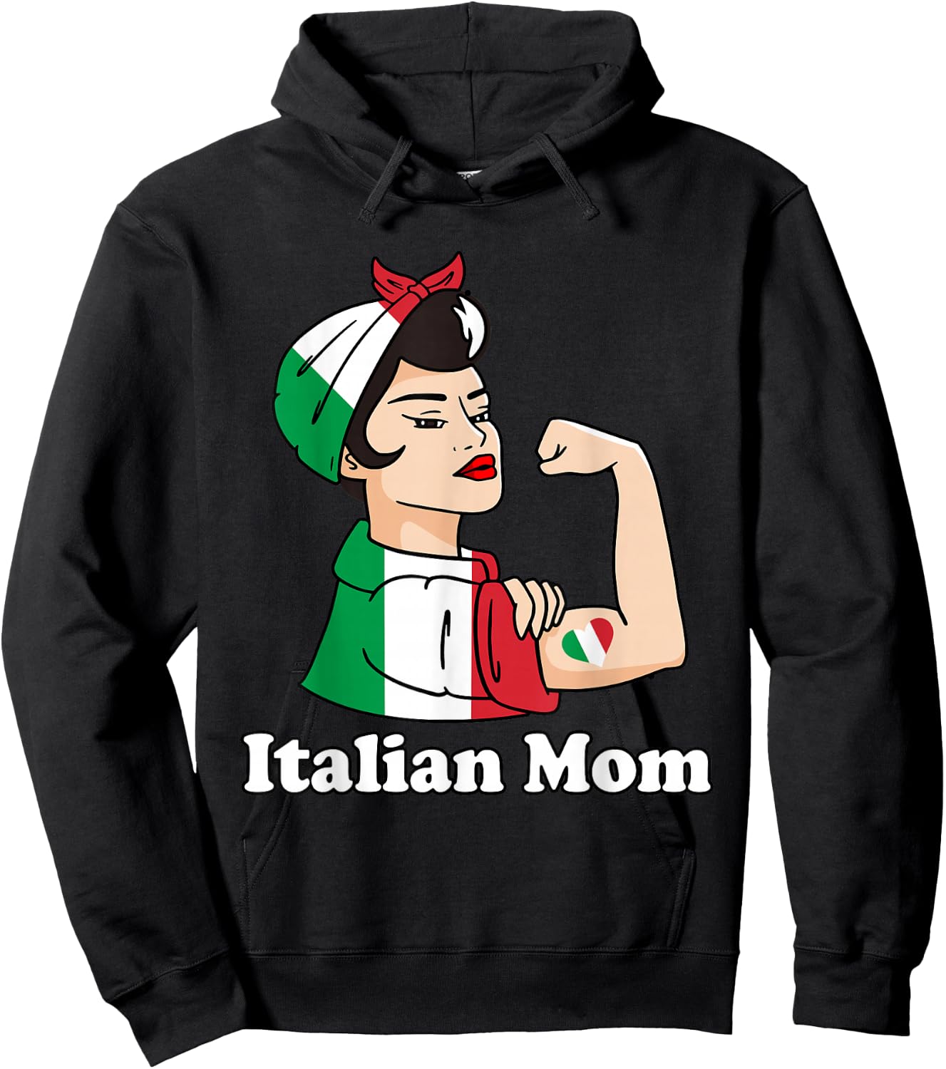 Italian Strong Mom Italian Roots Italian Pride Italy Flag Hoodie - Hoodie | Black