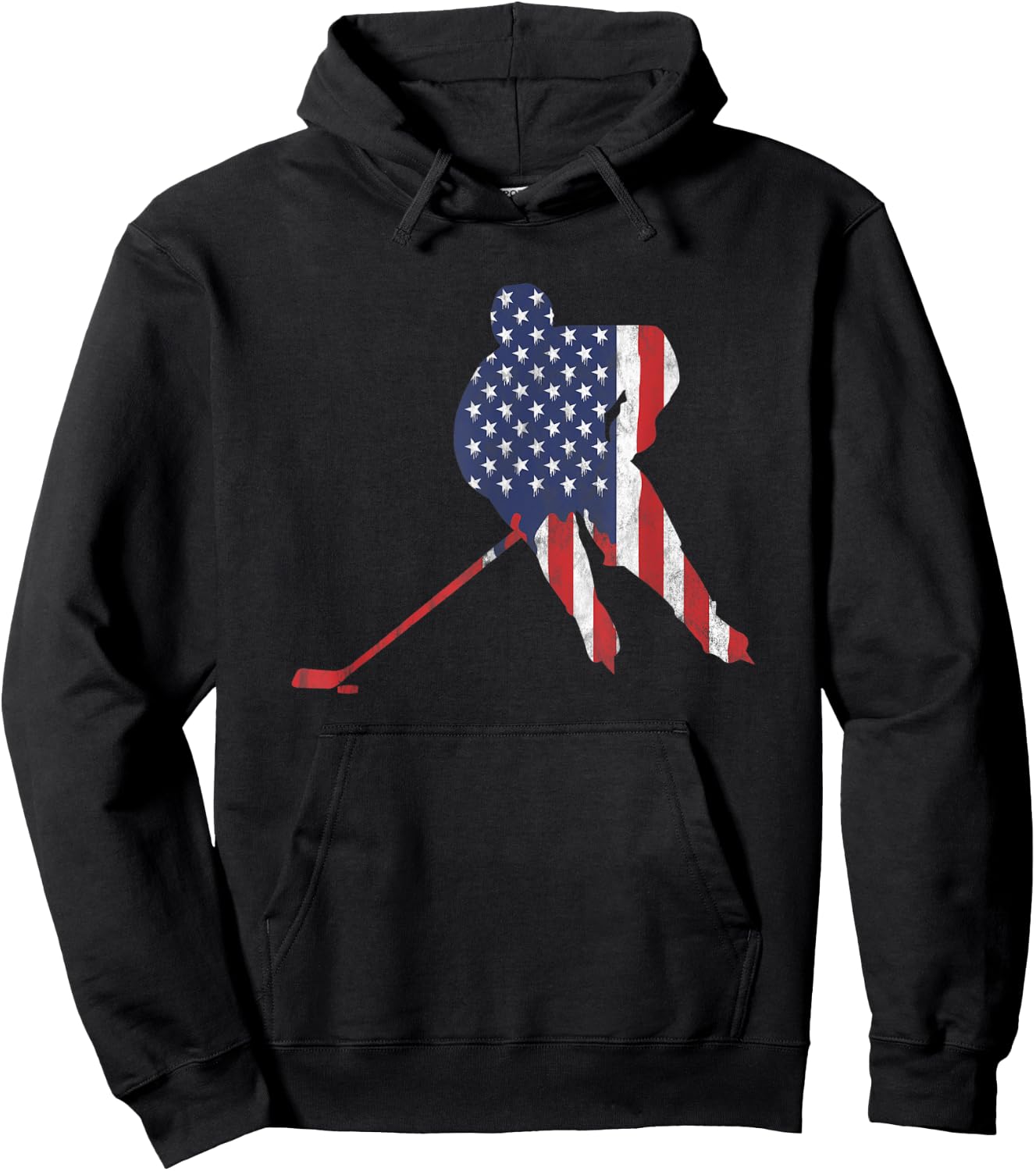 American Flag Ice Hockey US Sports & Puck Wintersport Fans Hoodie - Hoodie | Black