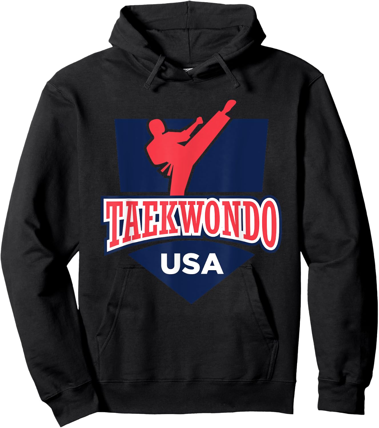 Taekwondo USA Support the Team Shirt USA Flag Fighting Women Kids Men Hoodie - Hoodie | Black