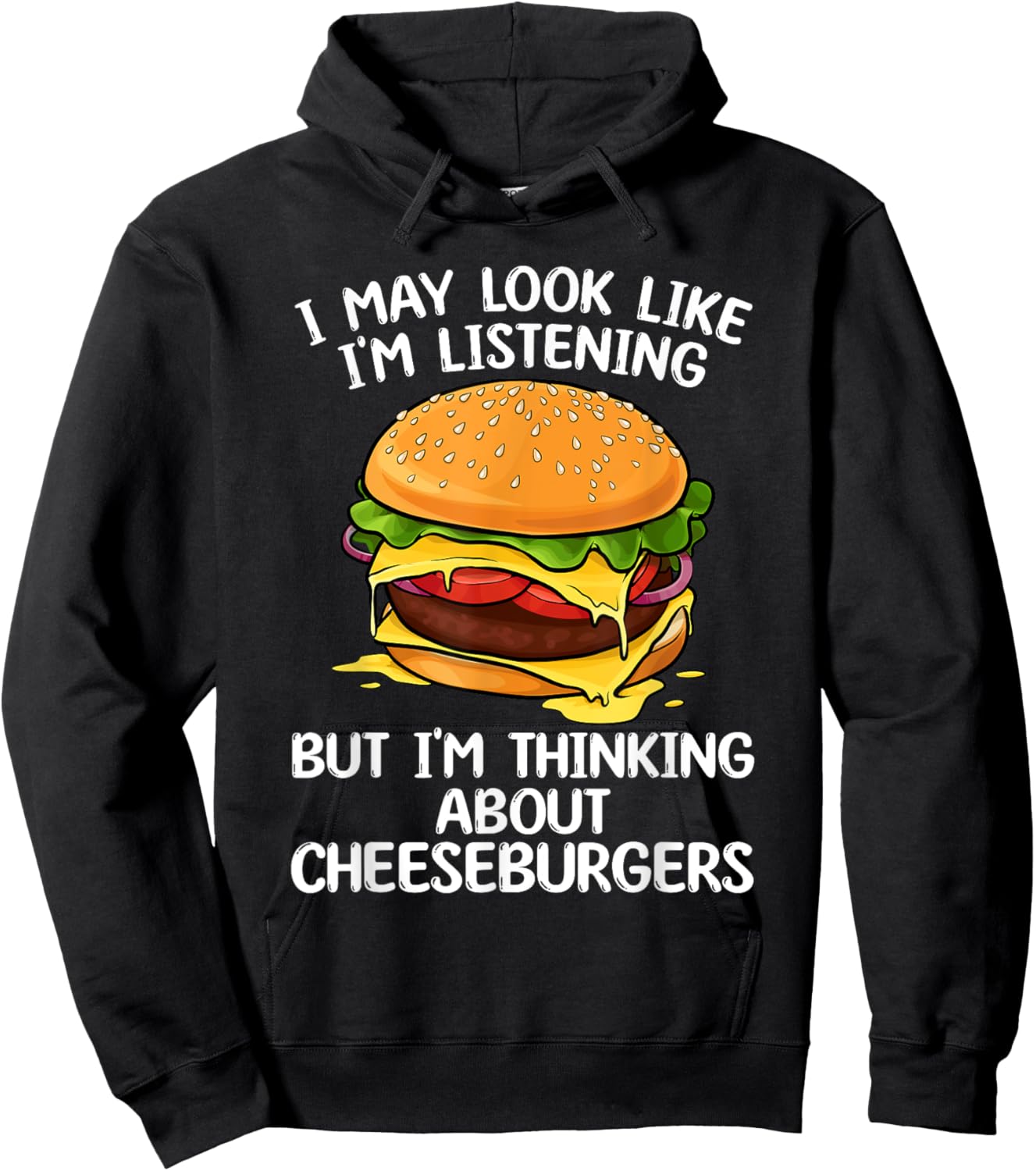 Funny Cheeseburger Design Women Kids Burger Lovers Hoodie - Hoodie | Black