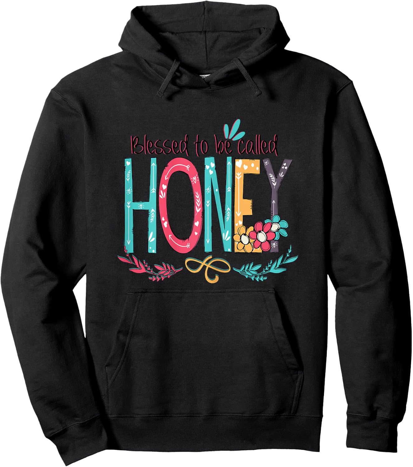 Blessed to be called Honey Colorful Gifts Grandma Tea Hoodie - Hoodie | Black