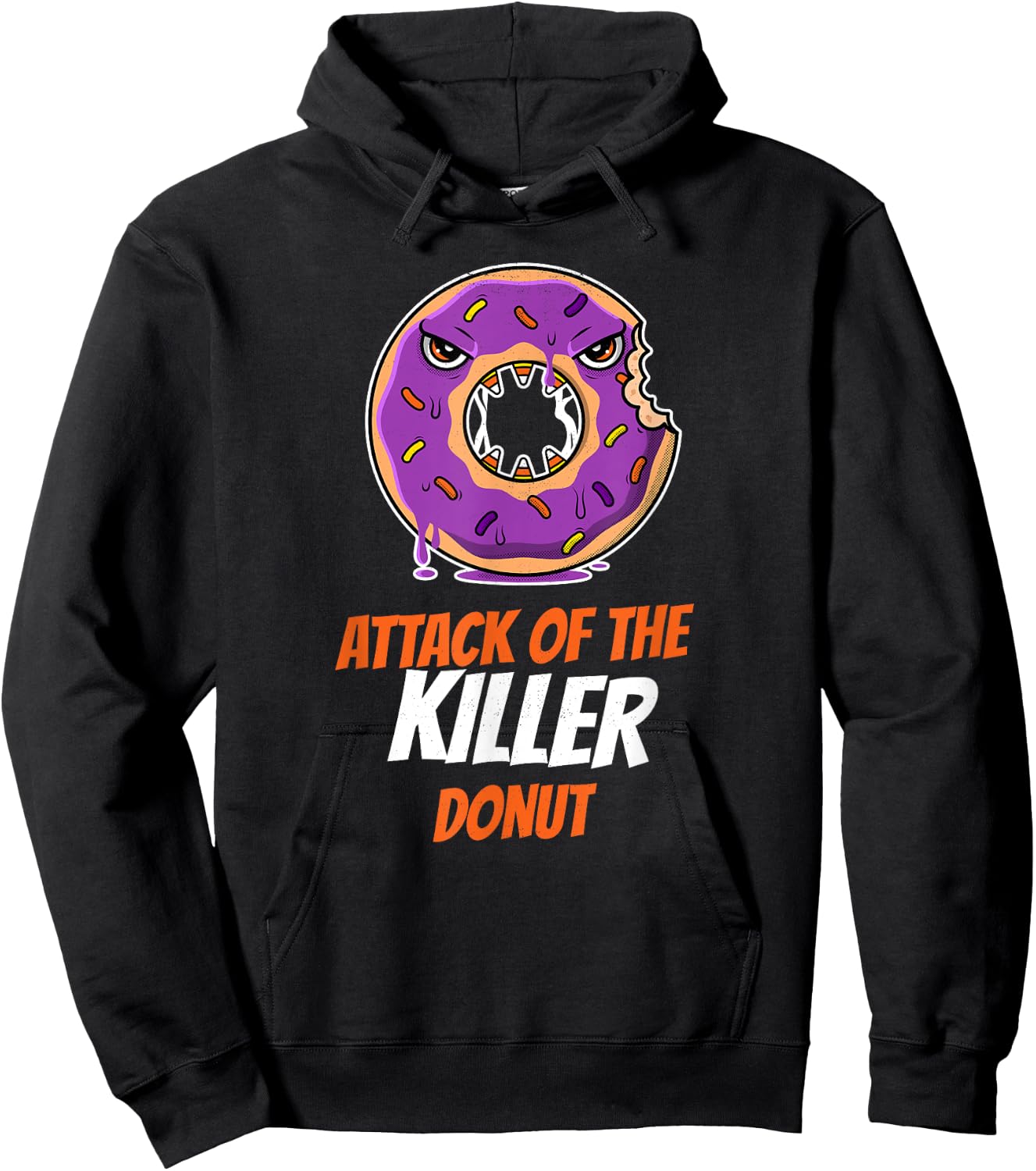 Attack of the killer donut - Funny Food Apparel Hoodie - Hoodie | Black