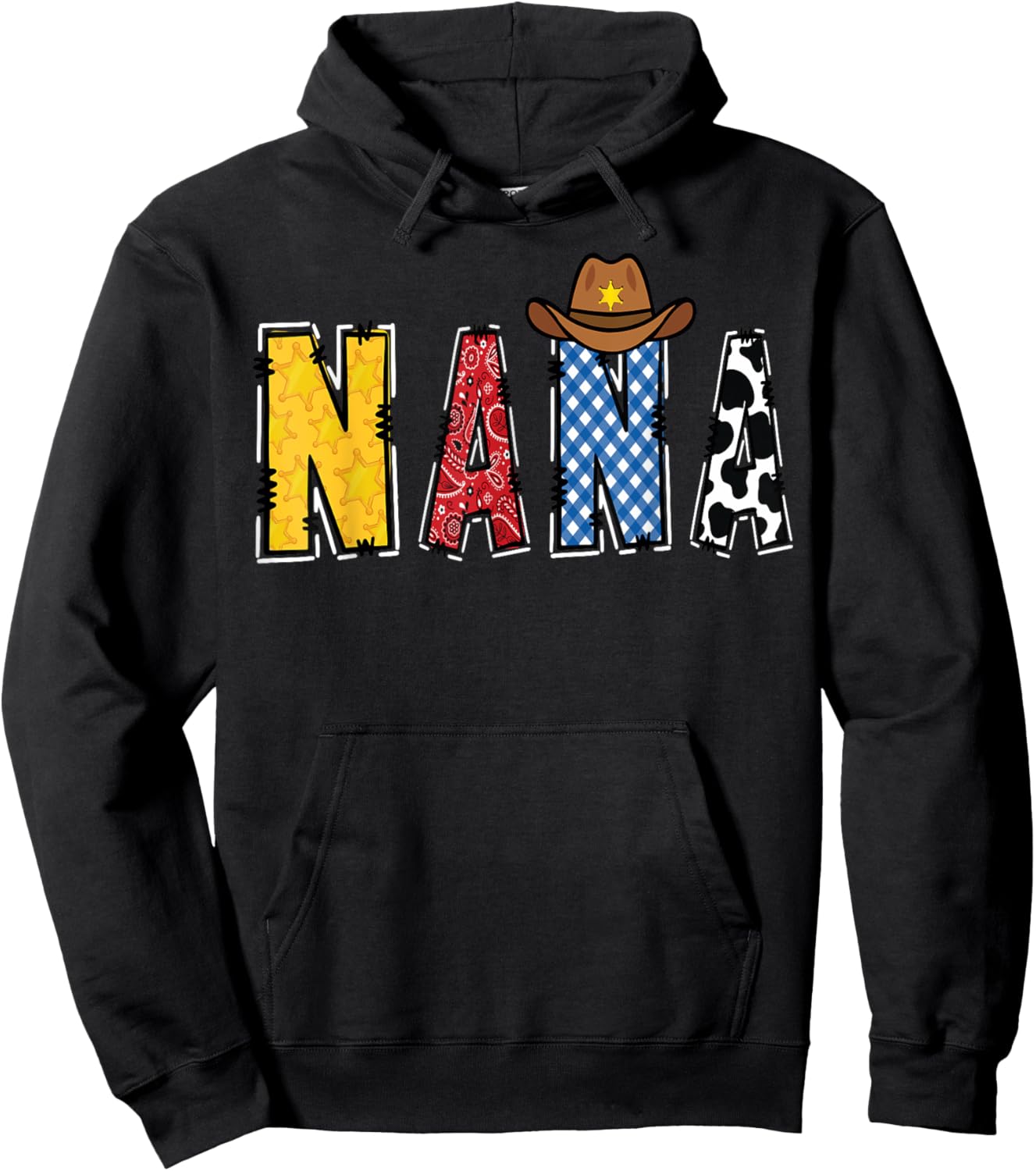 Cowboy Nana Western Rodeo Theme Kids Birthday Party Hoodie - Hoodie | Black