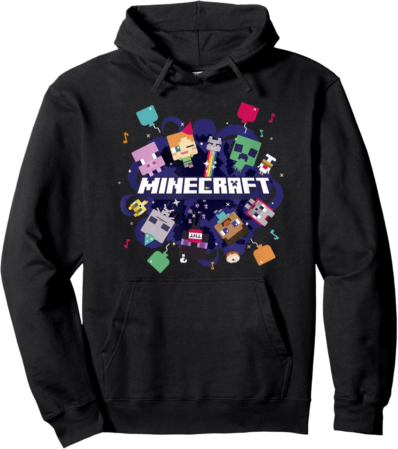 Minecraft Chibi Mobs Party Celebration Logo Hoodie - Hoodie | Black
