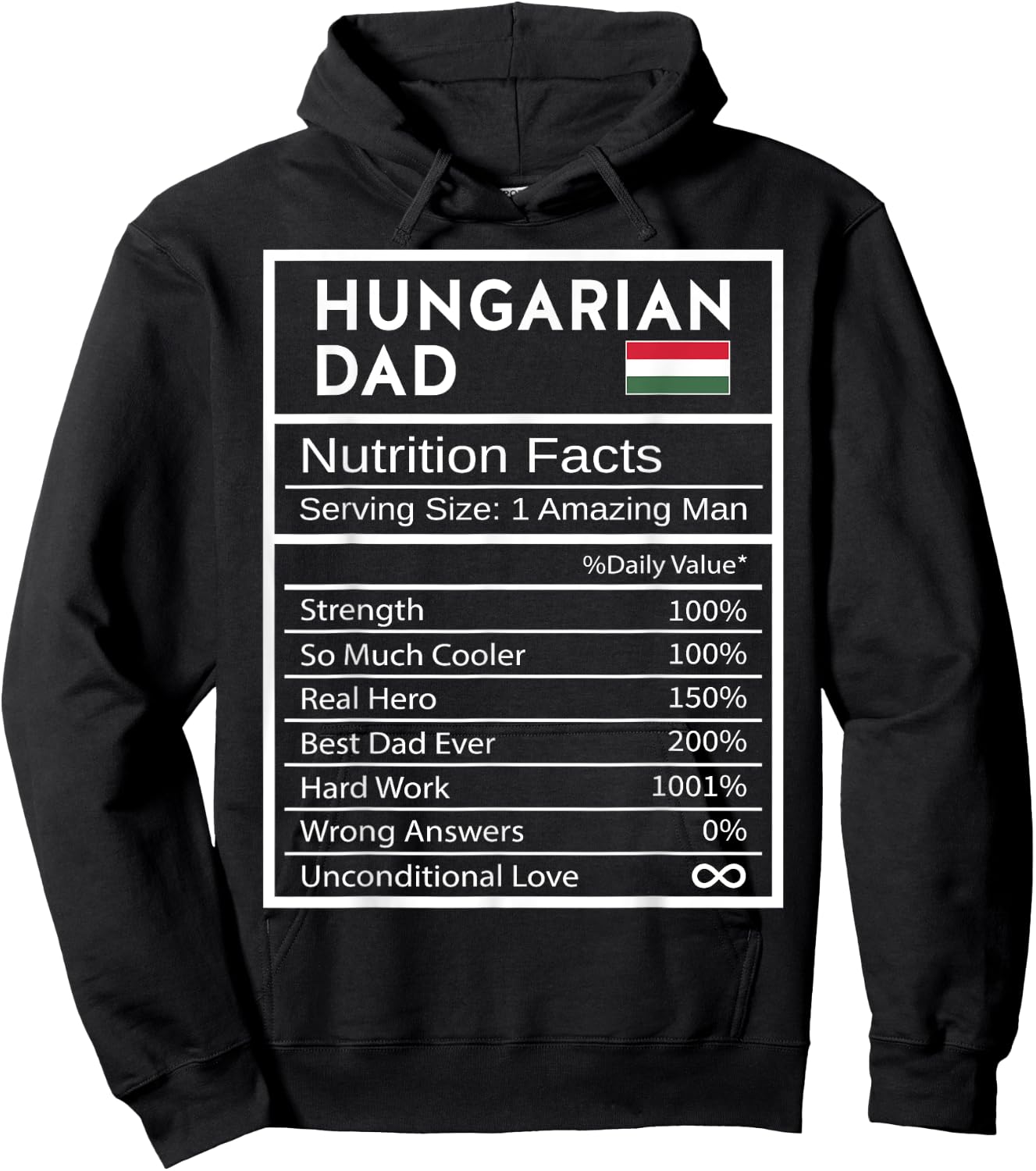 Hungarian Dad Nutrition Facts National Pride Gift Dad Hoodie - Hoodie | Black