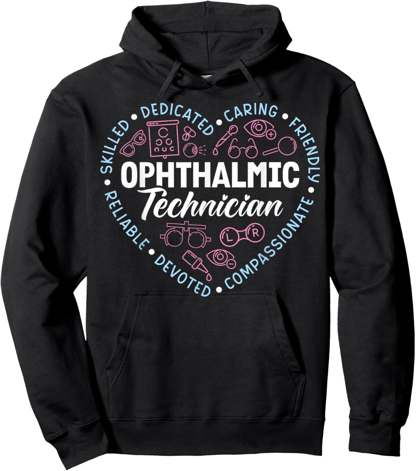 Ophthalmic Technician Appreciation Heart Ophthalmic Tech Hoodie - Hoodie | Black