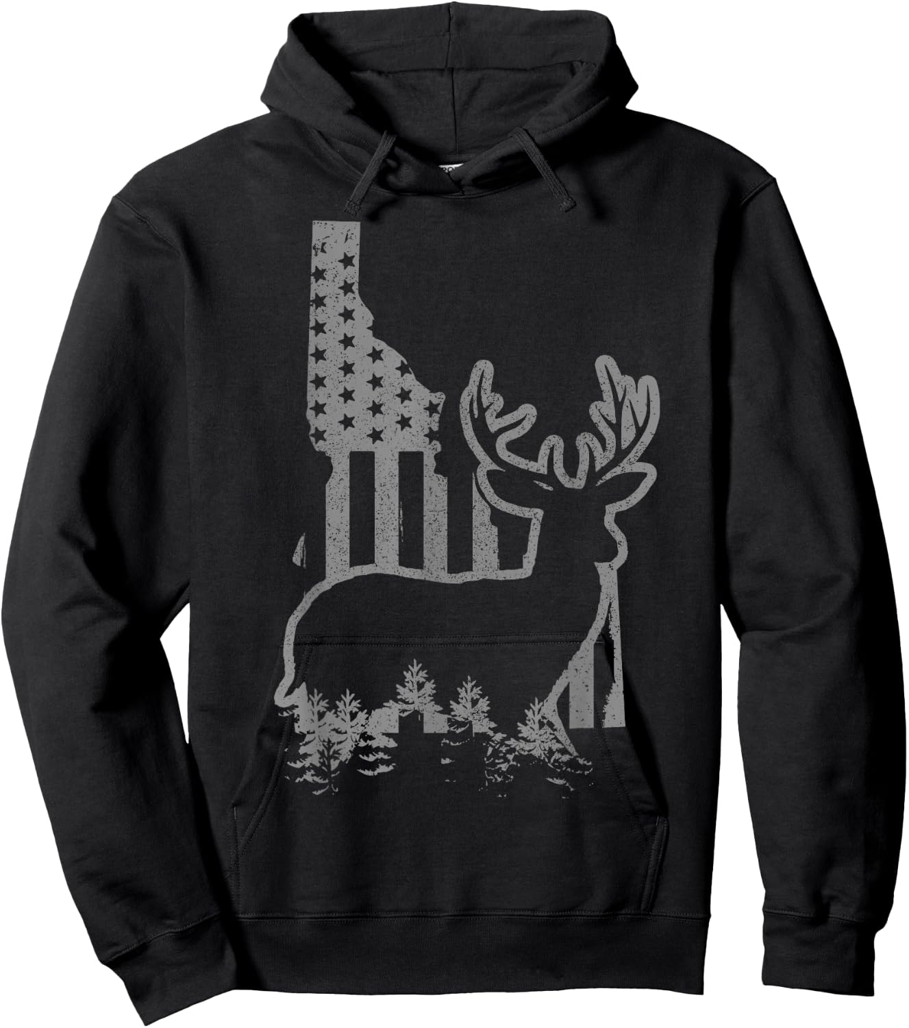 Idaho Elk Hunting State Map US Flag Patriotic Hunter Women Men Hoodie - Hoodie | Black