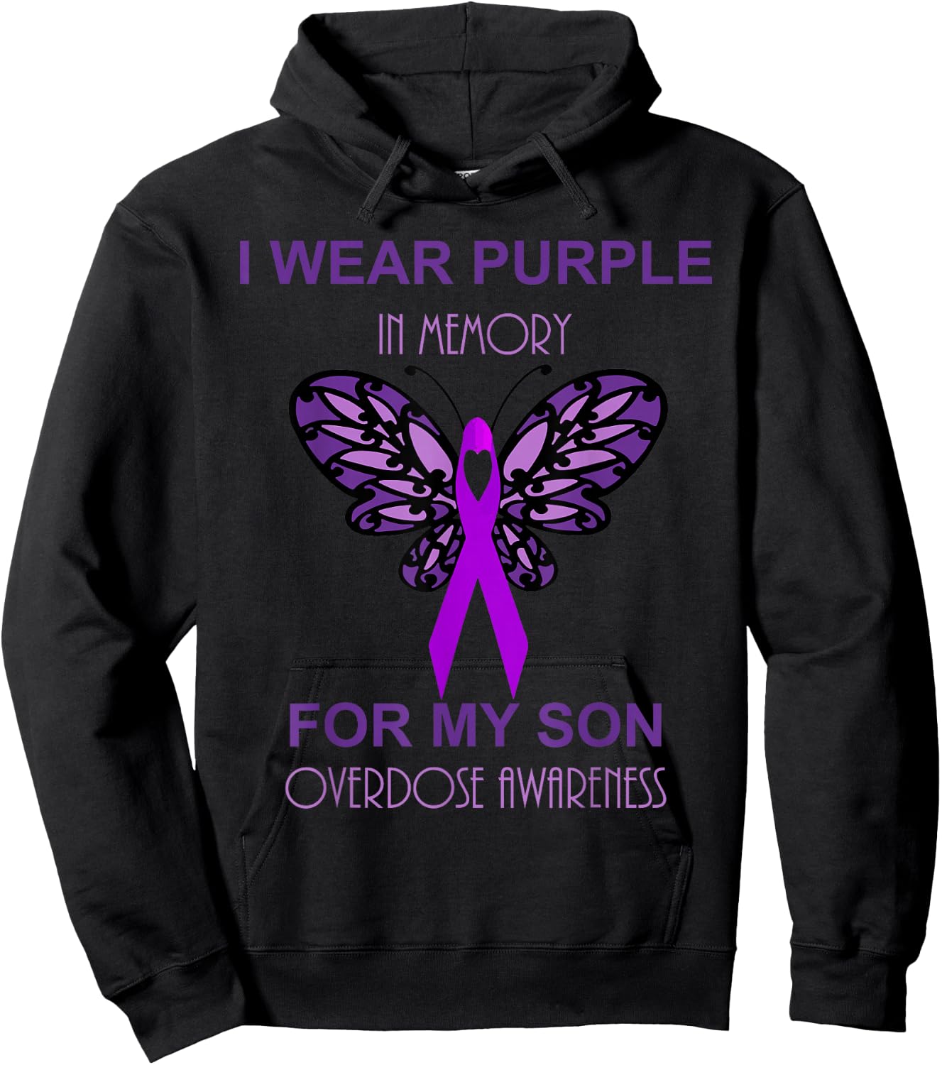 I Wear Purple In Memory For My Son Overdose Awareness Hoodie - Hoodie | Black
