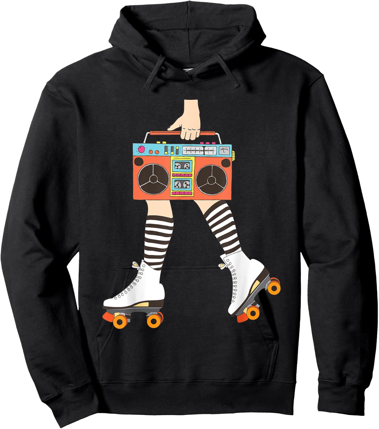 Roller Skating Retro Vintage Roller Derby Roller Skater Hoodie - Hoodie | Black