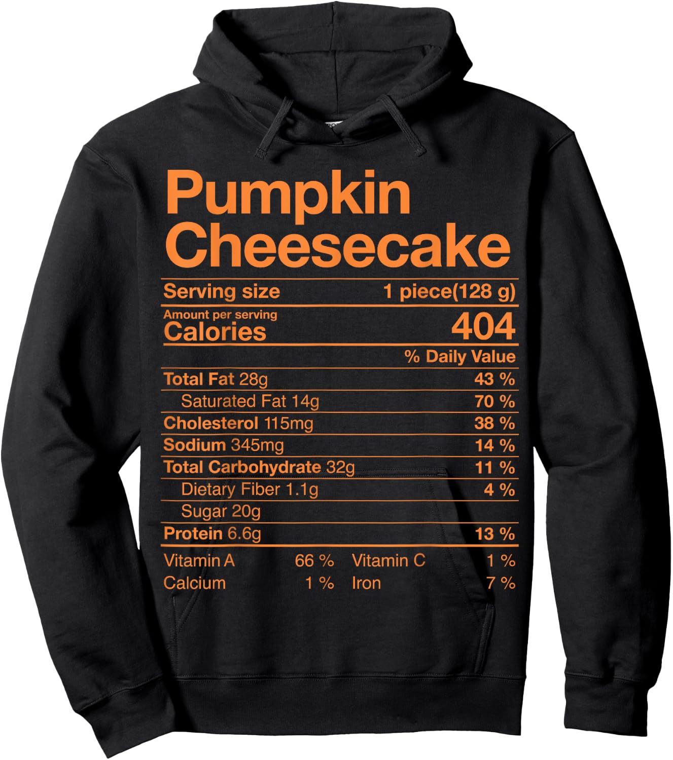 Pumpkin Cheesecake Nutrition Facts Thanksgiving Turkey Day Hoodie - Hoodie | Black