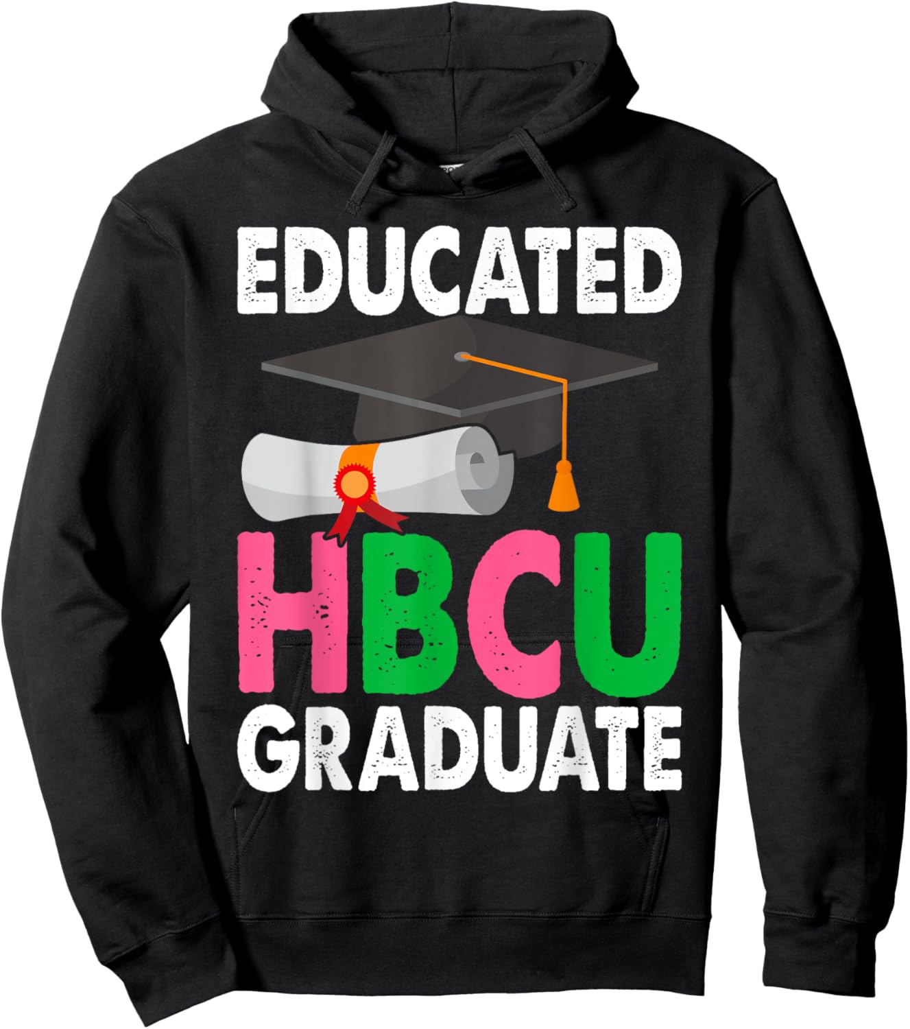 Educated HBCU Pink & Green Graduate Hoodie - Hoodie | Black