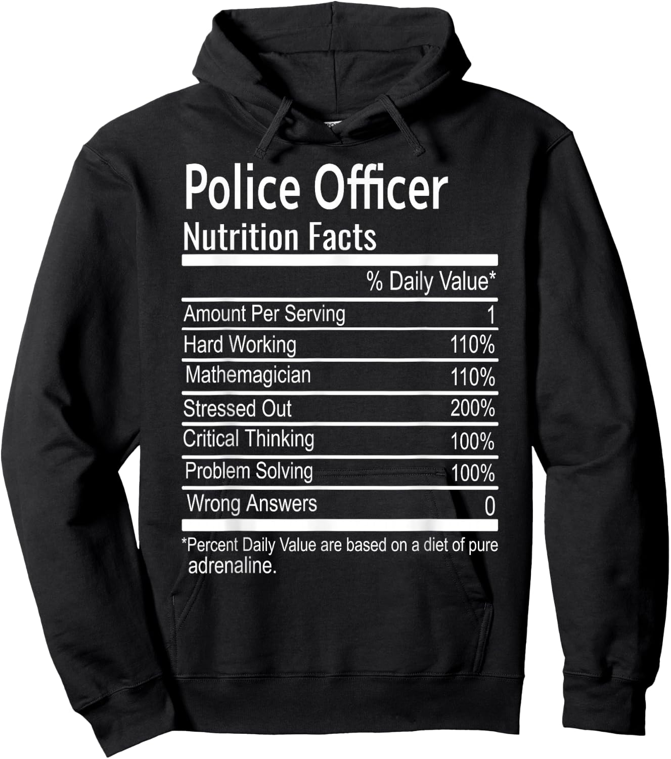 Police Officer Nutritional Facts Thanksgiving Christmas Gift Hoodie - Hoodie | Black