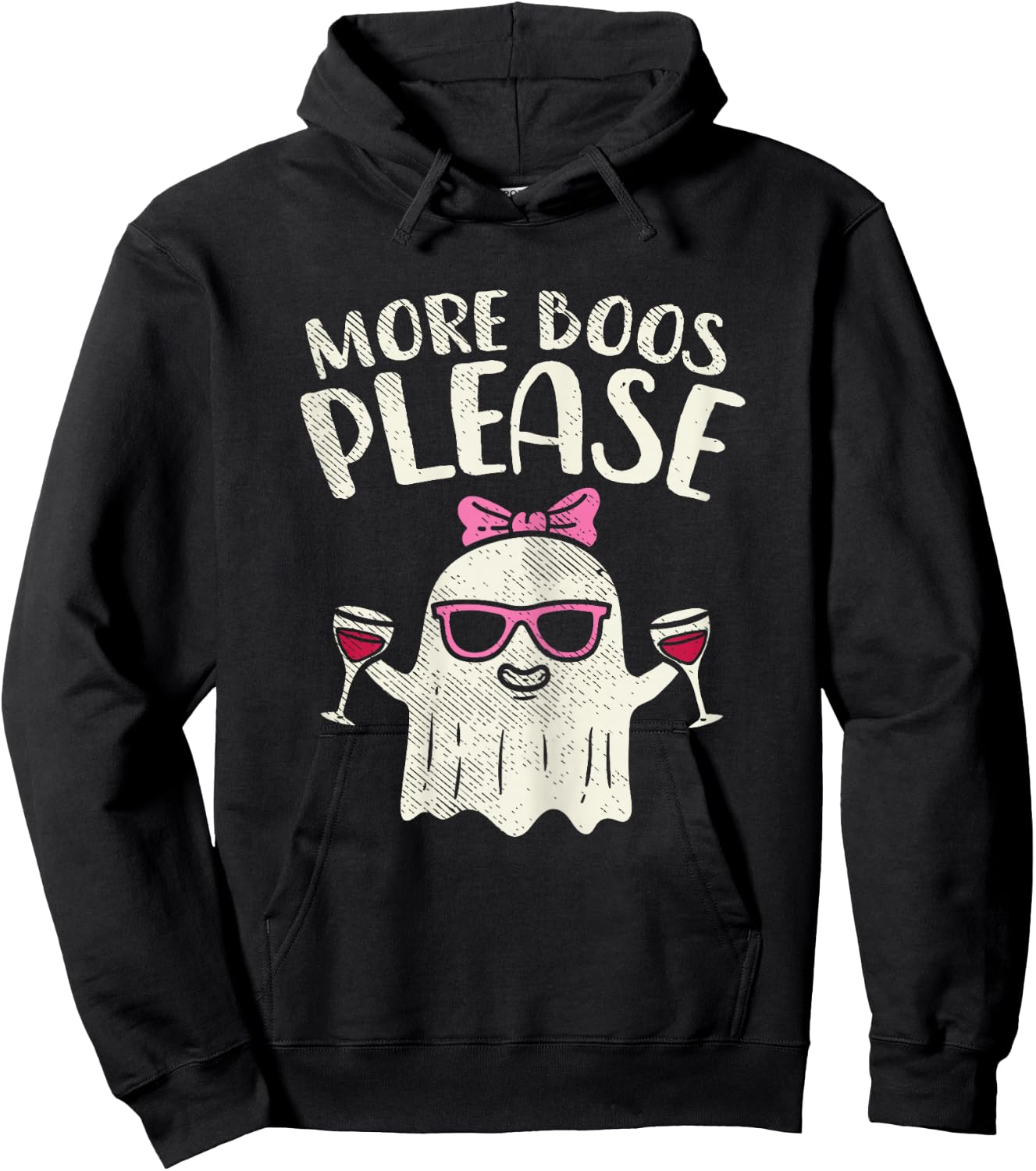 More Boos Please Wine Ghost Halloween Drinking Women Gift Hoodie - Hoodie | Black