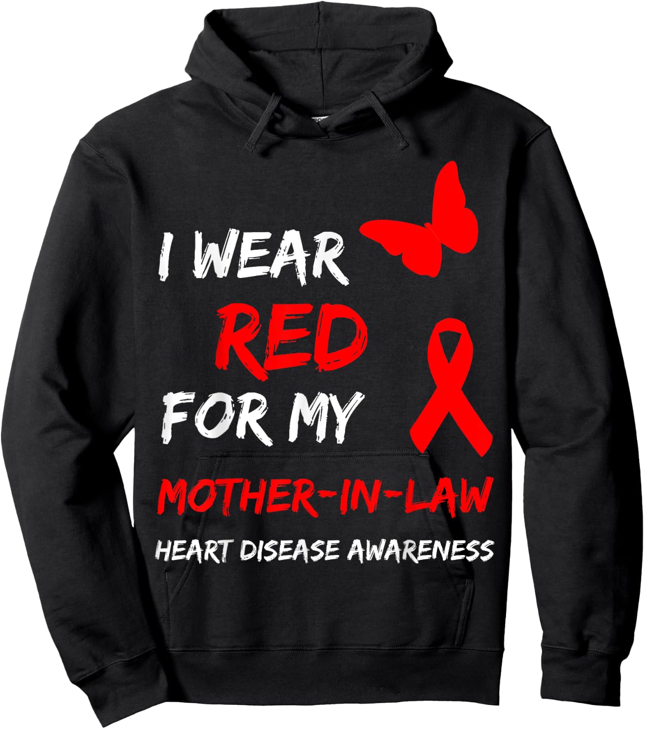 Heart Disease I Wear Red For My Mother-In-Law Ribbon Hoodie - Hoodie | Black
