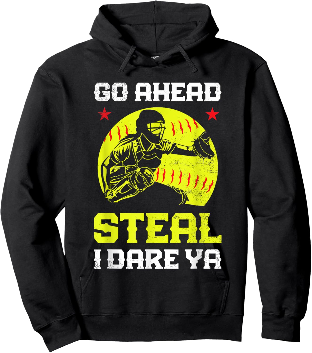 Softball Catcher Sports Design- Funny Softball Player Hoodie - Hoodie | Black
