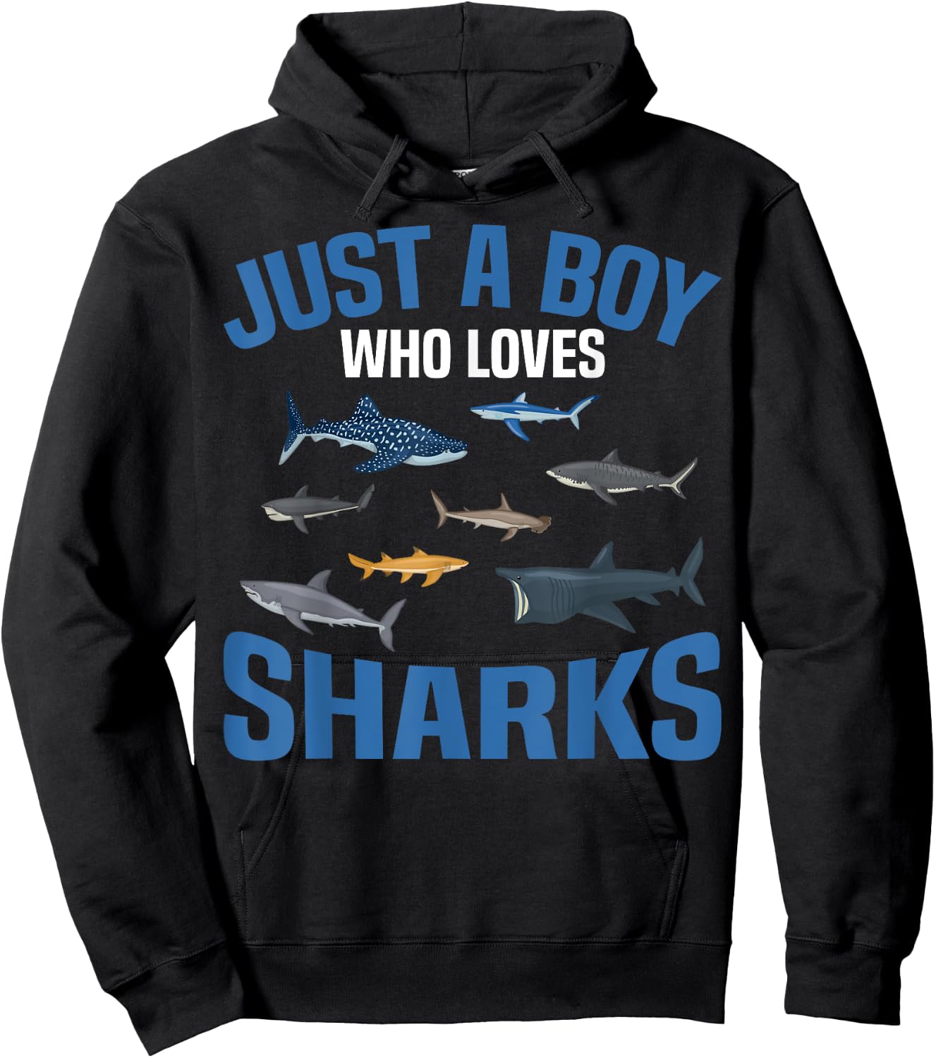 Shark Lover Kids Just A Boy Who Loves Sharks Hoodie - Hoodie | Black