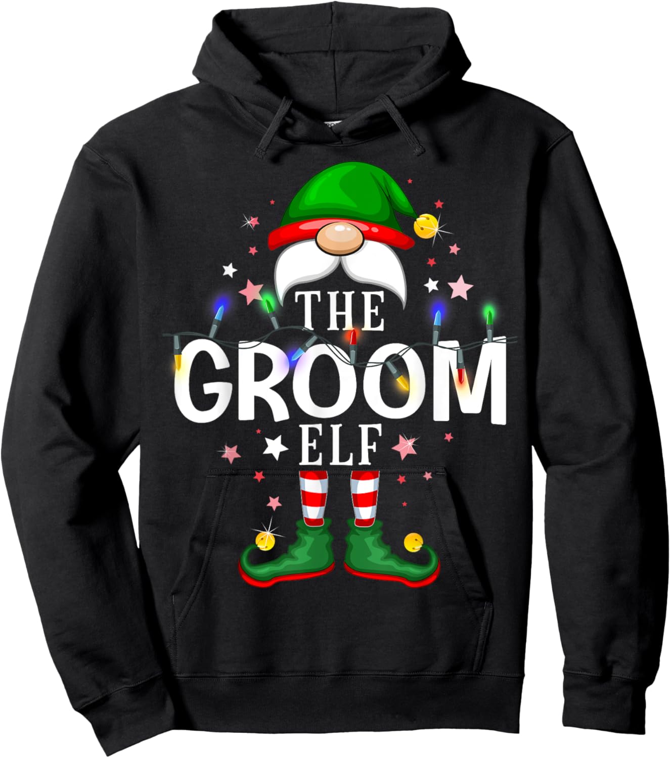 The Groom Elf Christmas Family Pajama Party Hoodie - Hoodie | Black
