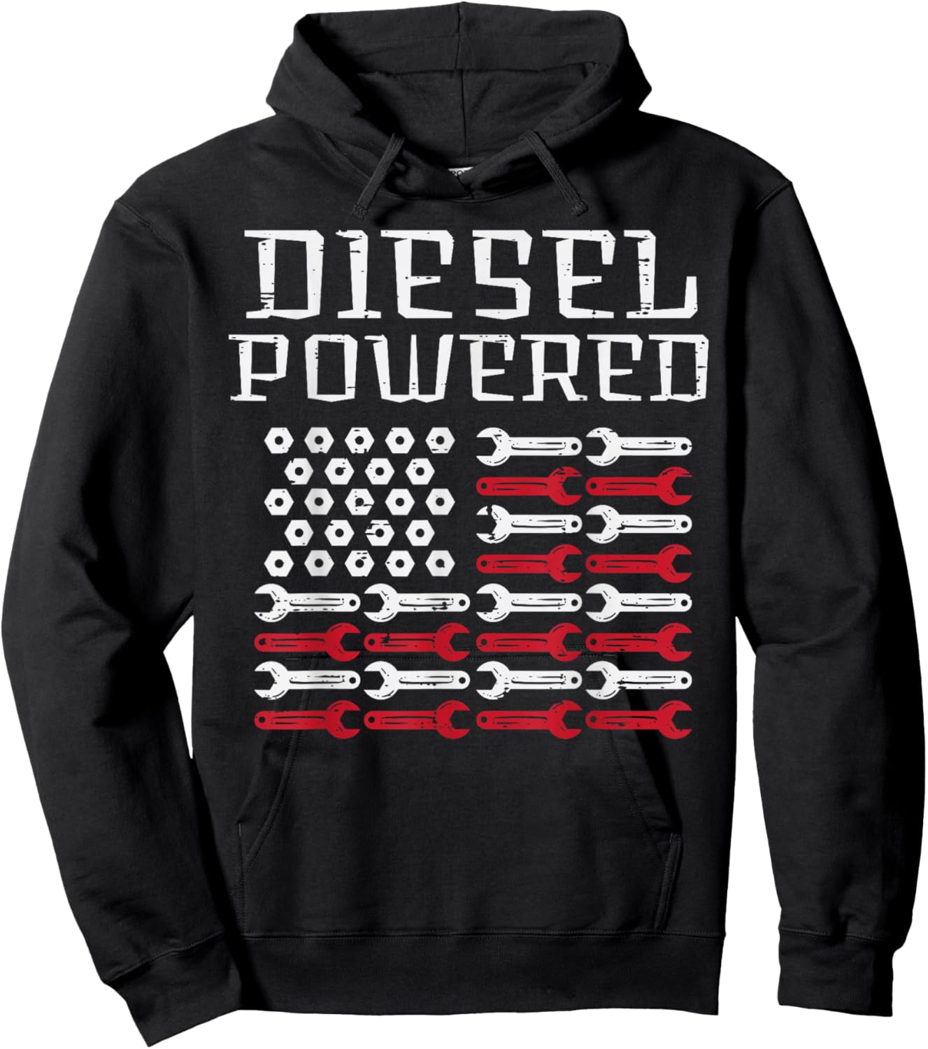 Diesel Powered US Flag Auto Mechanic Patriot Men Women Kids Hoodie - Hoodie | Black
