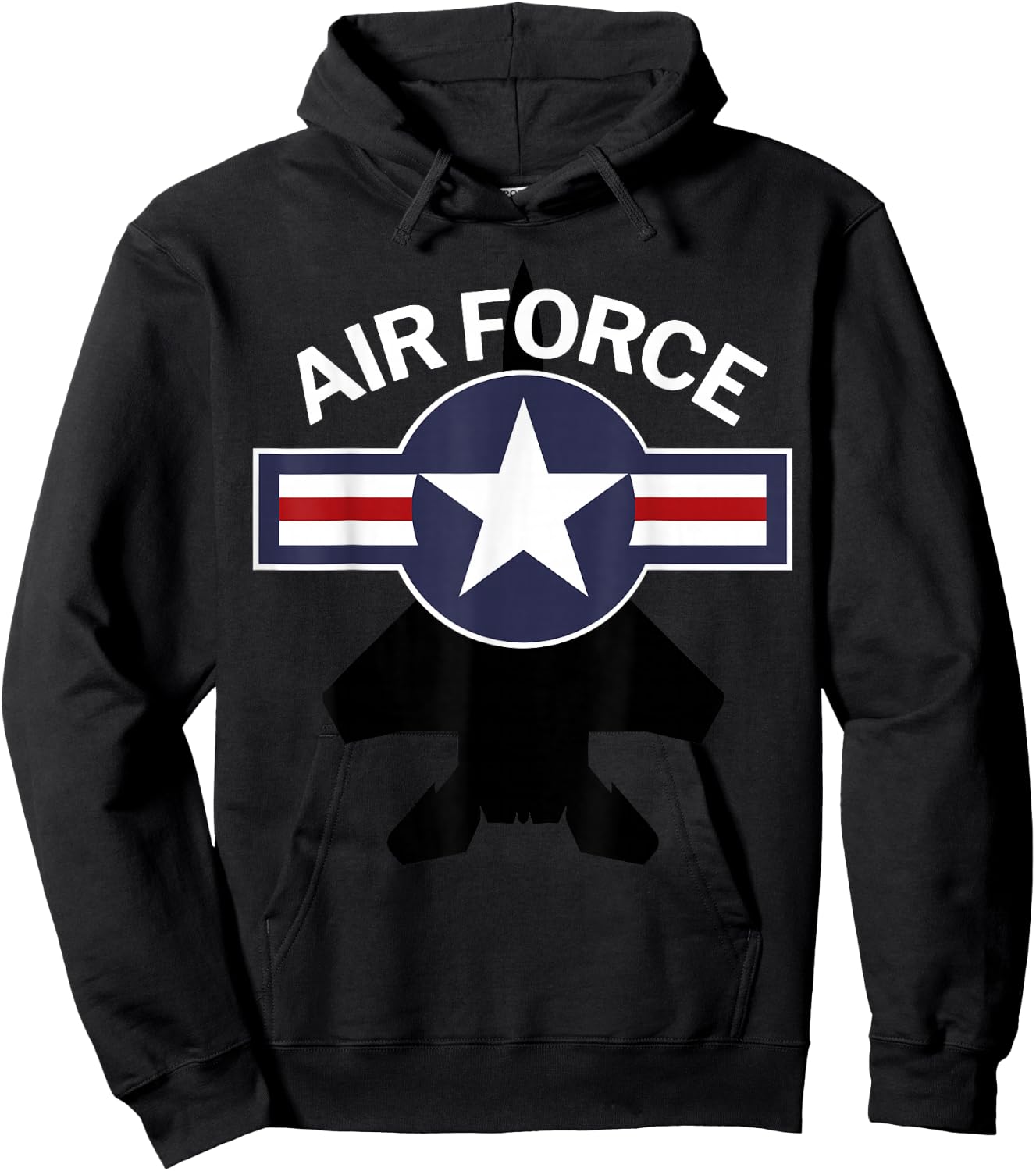 Air Force with F15 Jet and Vintage Roundel Small Hoodie - Hoodie | Black