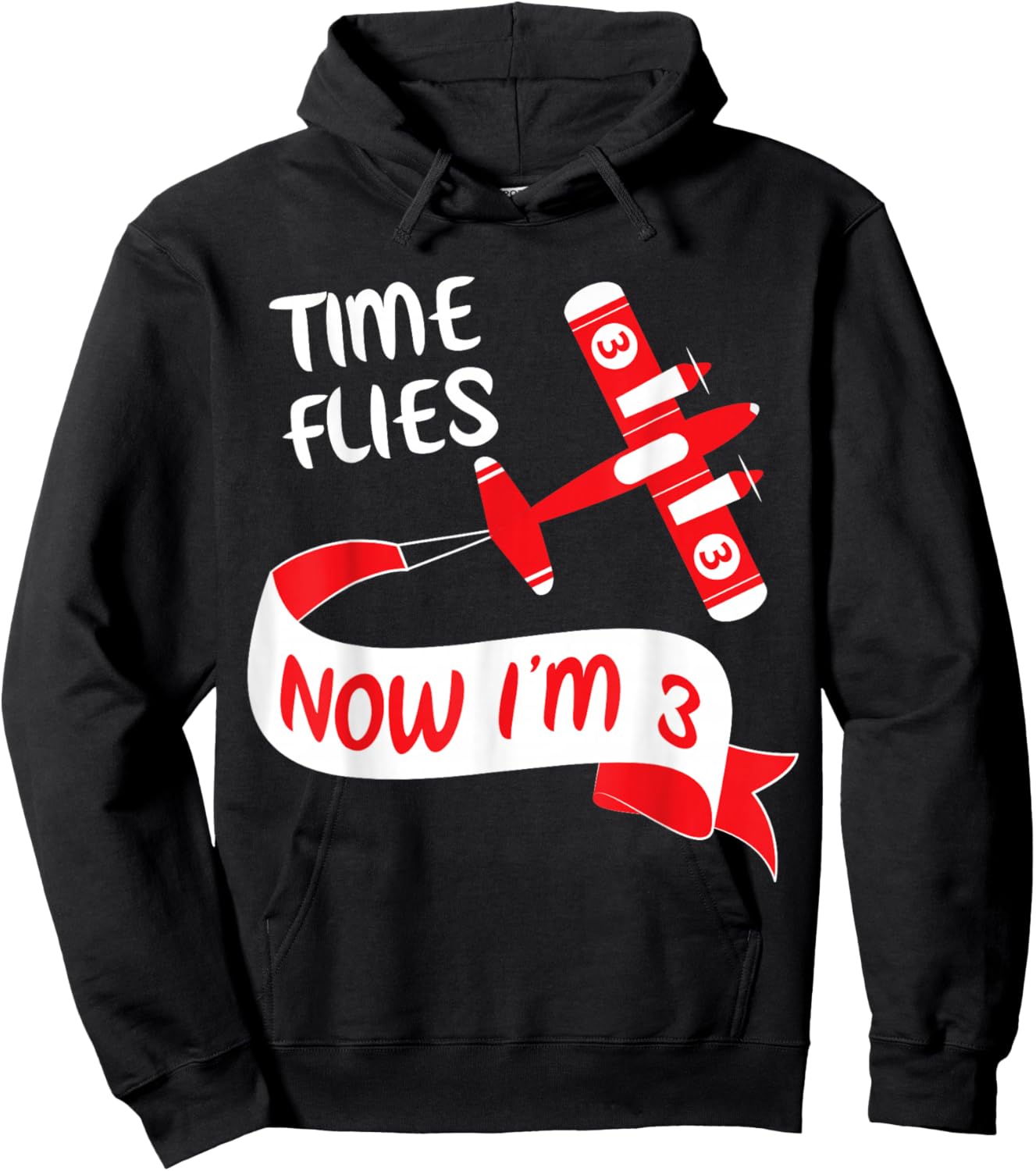 Now I'm 3rd Birthday Time Flies Child 3 Year Old Cool B-Day Hoodie - Hoodie | Black