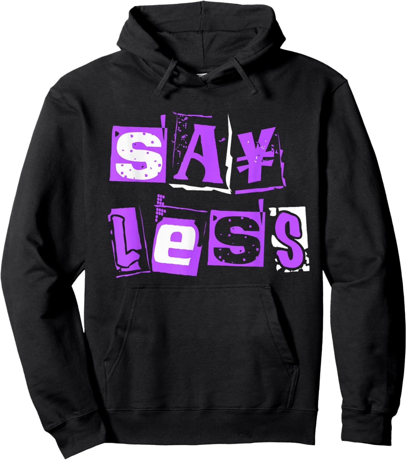 Purple Say Less Purple Color Graphic Hoodie - Hoodie | Black