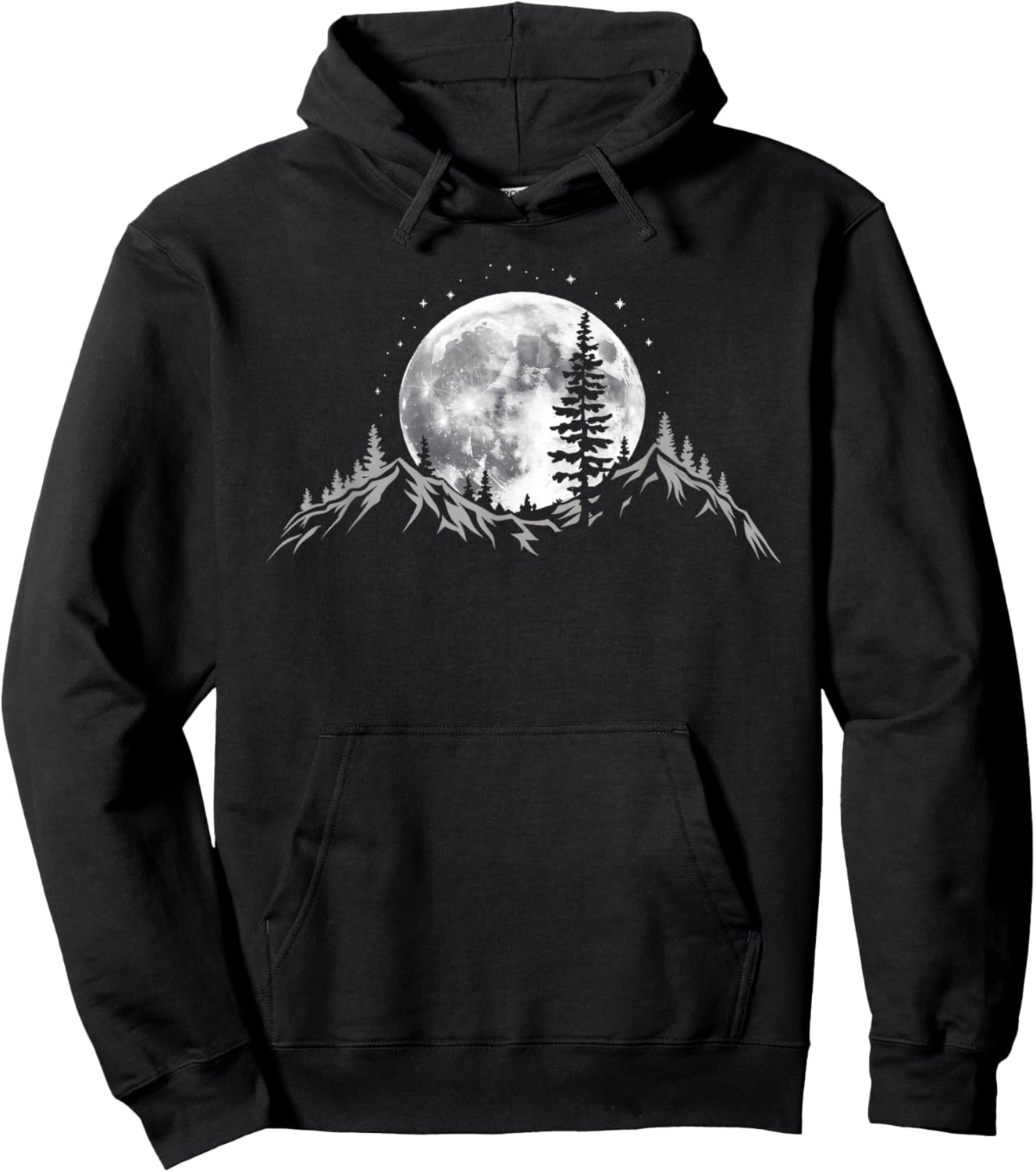 Full Moon Trees Nature Mountains Adventure Outdoor Forest Hoodie - Hoodie | Black