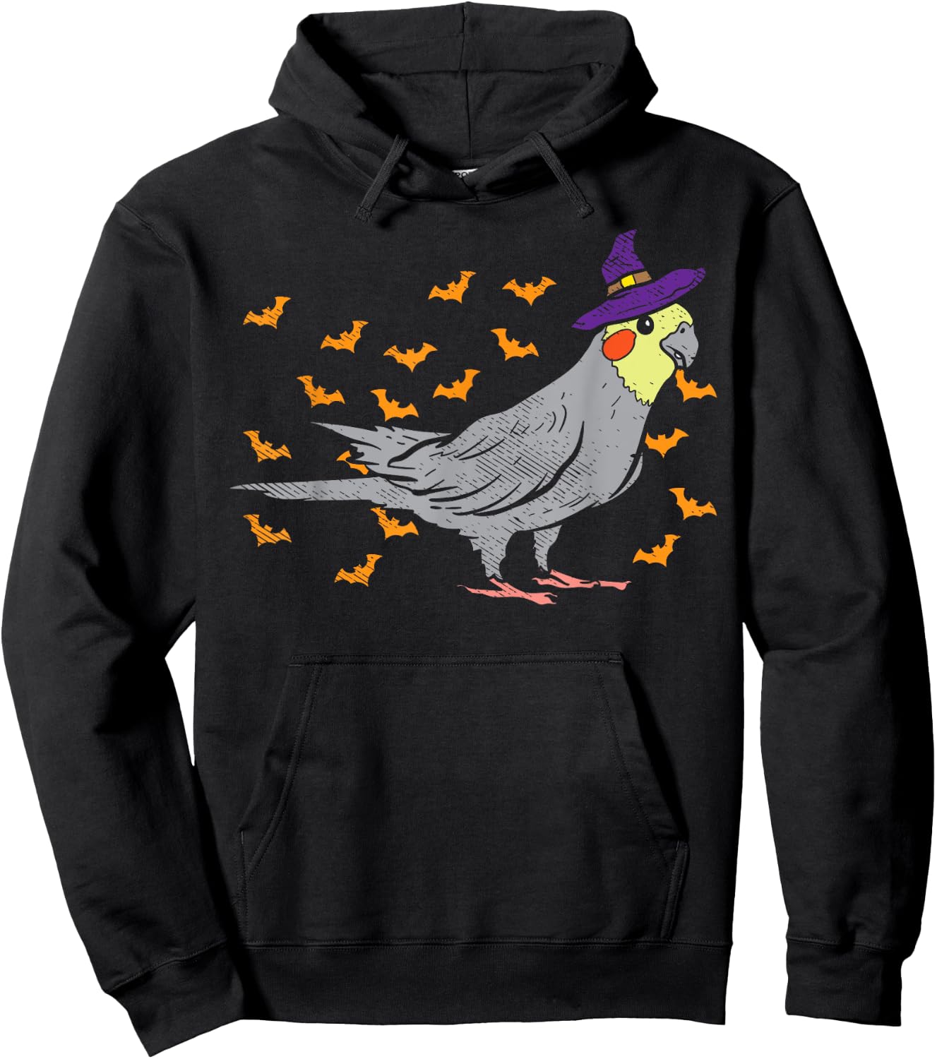 Cockatiel Bird Witch Hat Halloween Animal Lover Gift Hoodie - Hoodie | Black