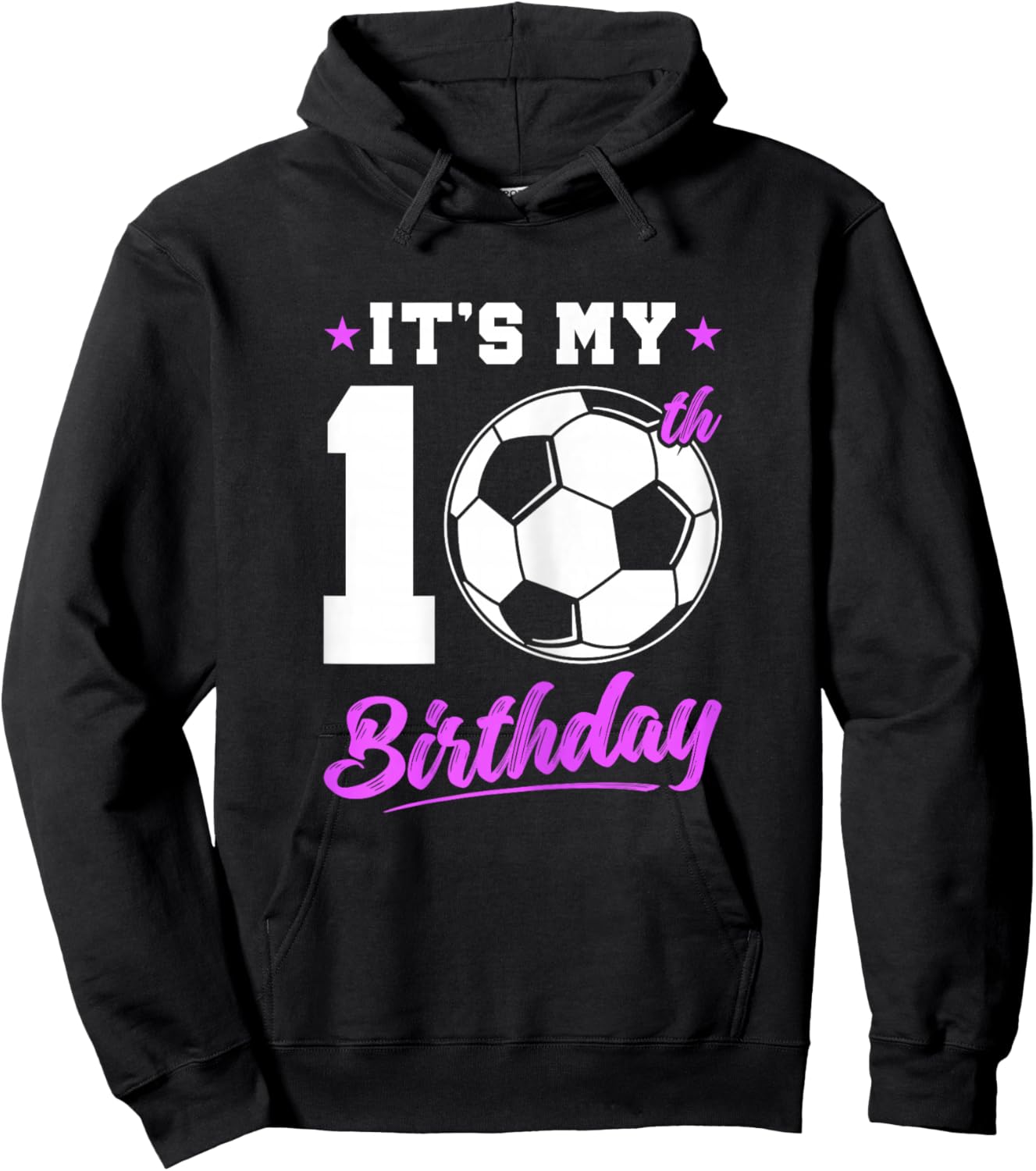 10 Years Old Girl 10th Birthday Gift Soccer Birthday Girl Hoodie - Hoodie | Black