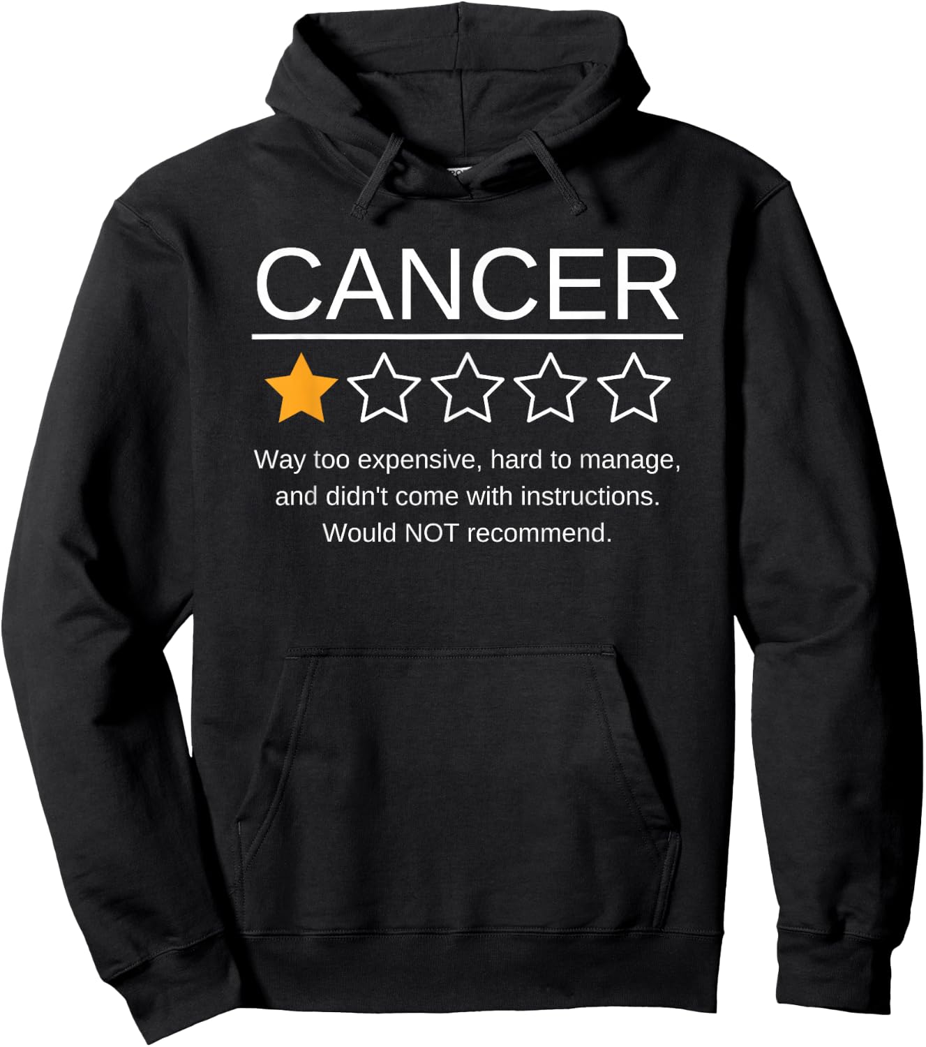 Funny Cancer Awareness One Star Rating Esophageal Ovarian Hoodie - Hoodie | Black