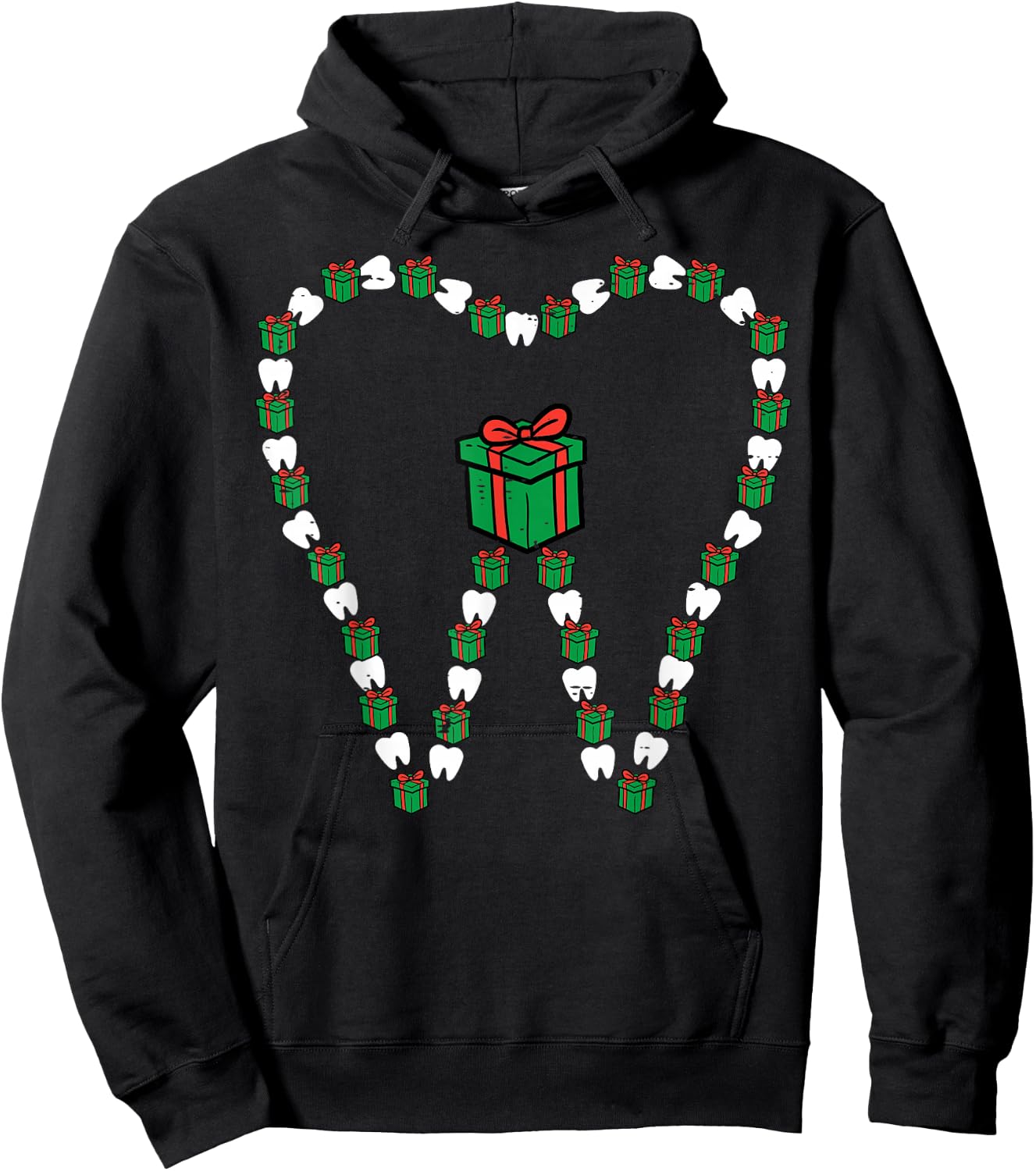 Christmas Tooth Cute Xmas Teeth Dental Hygiene Dentist Women Hoodie - Hoodie | Black