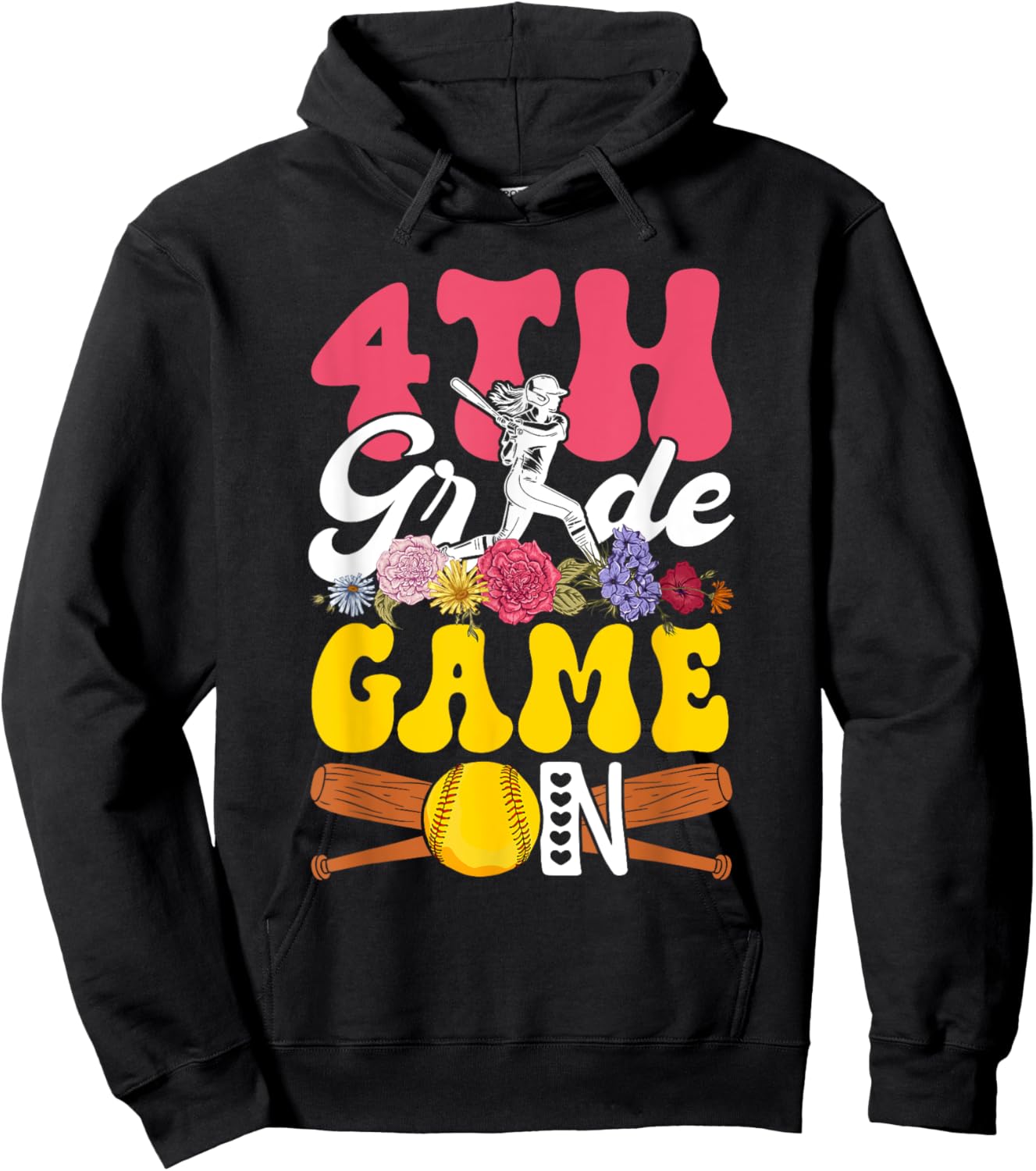 4th Grade Funny Game Costume Softball Player Lover Students Hoodie - Hoodie | Black