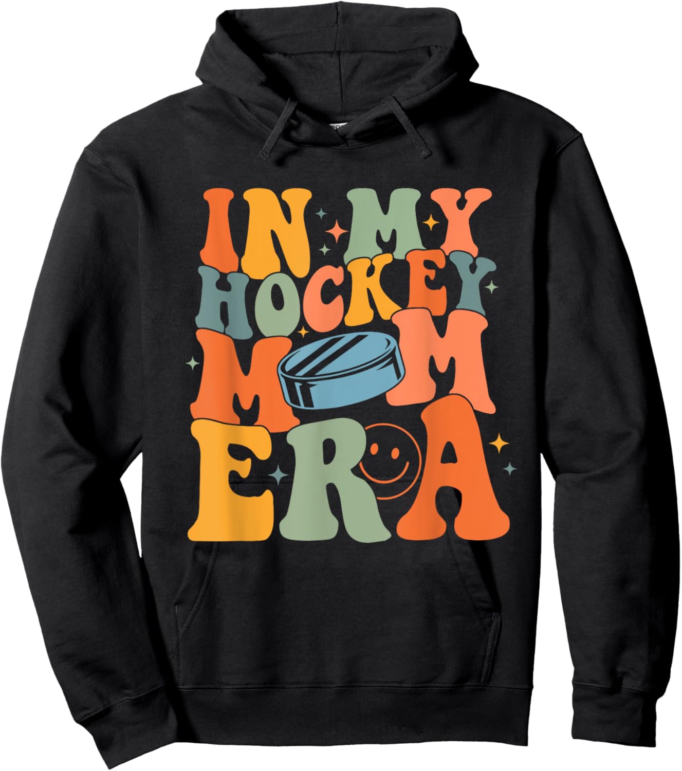 In My Hockey Mom Era Mama Mother Funny Retro Game Day Sport Hoodie - Hoodie | Black