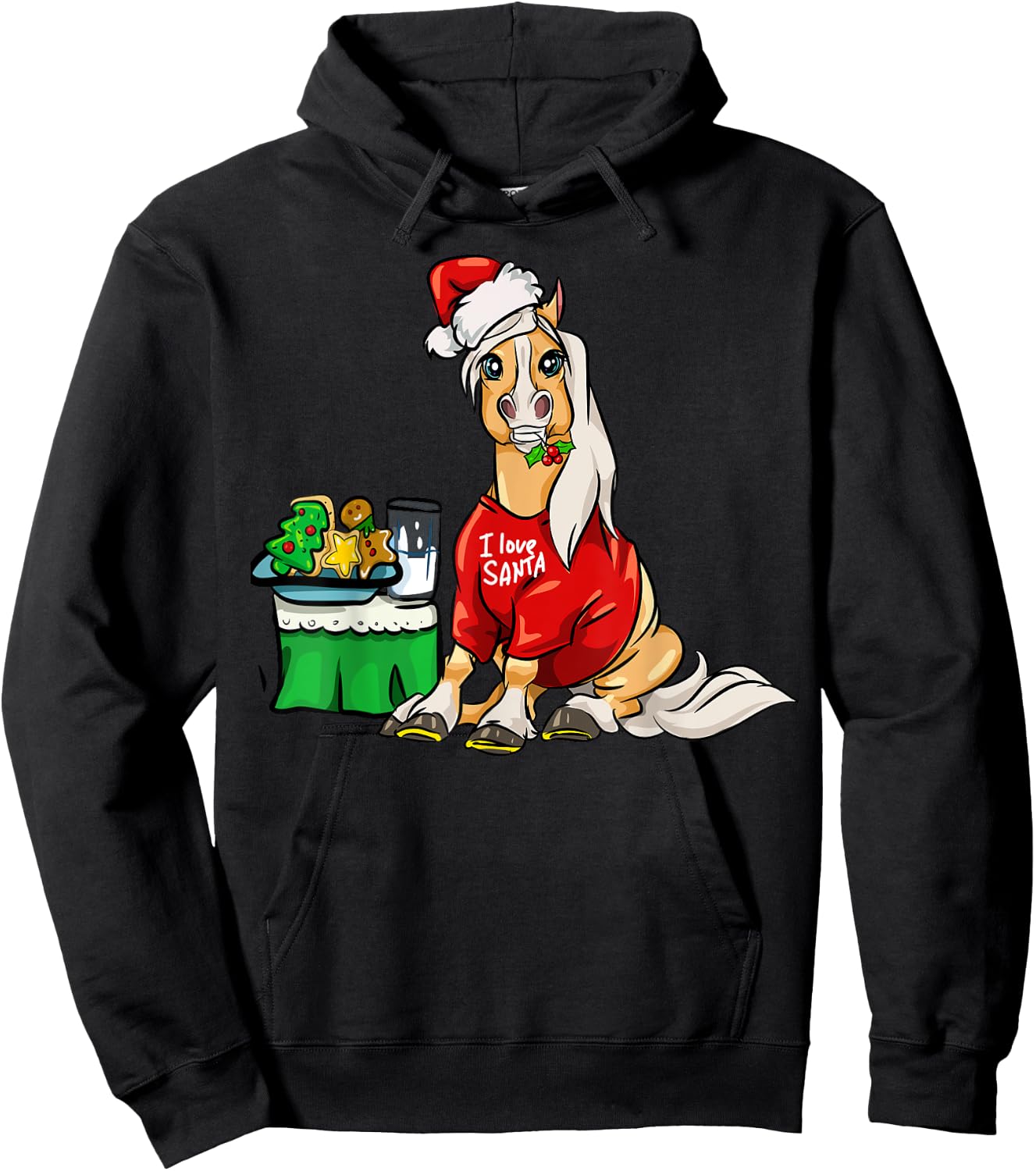 Haflinger Horse I Love Santa Christmas Horses Gifts Hoodie - Hoodie | Black