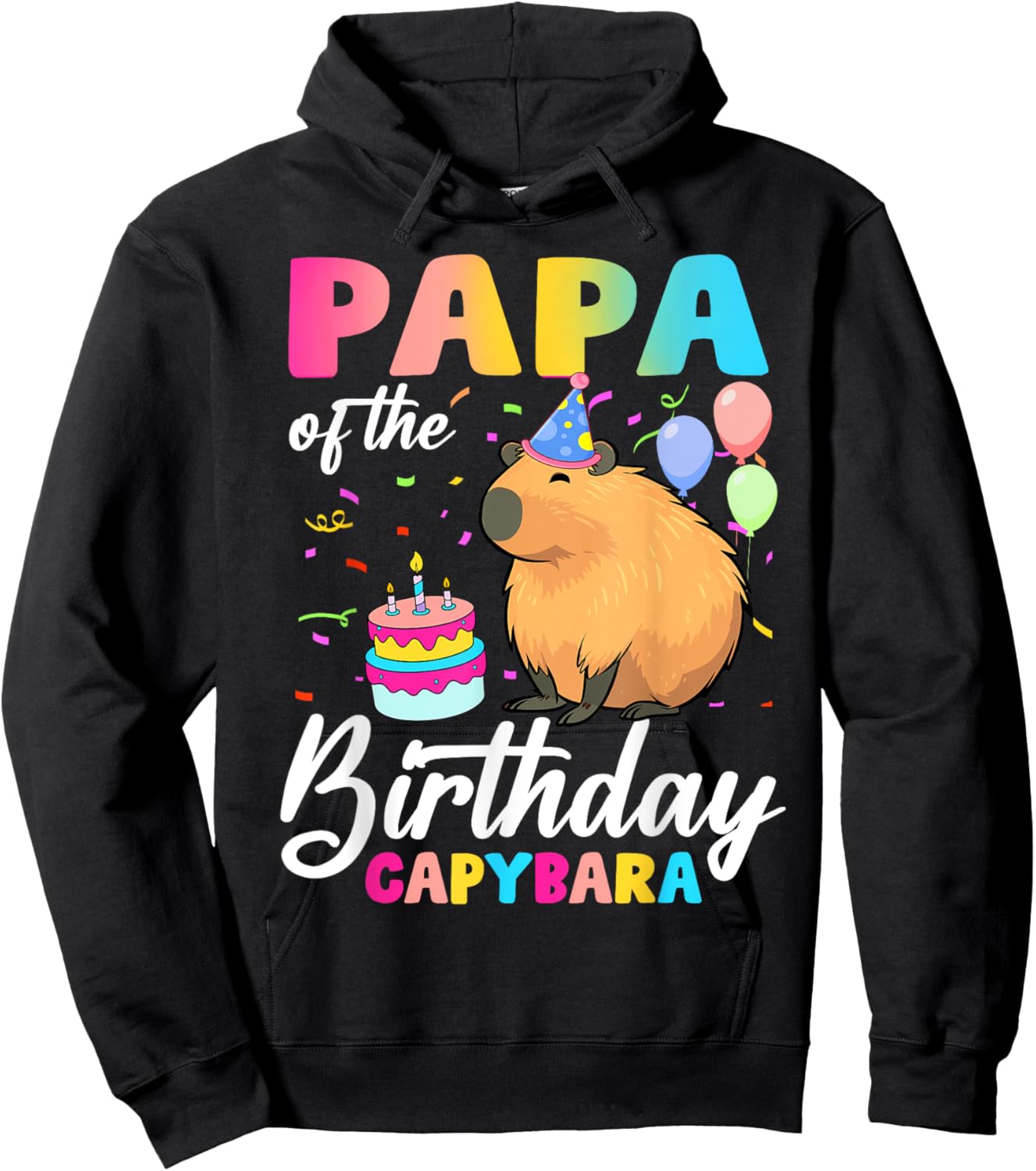 Papa Of The Birthday Capybara Girl Bday Party Family Hoodie - Hoodie | Black