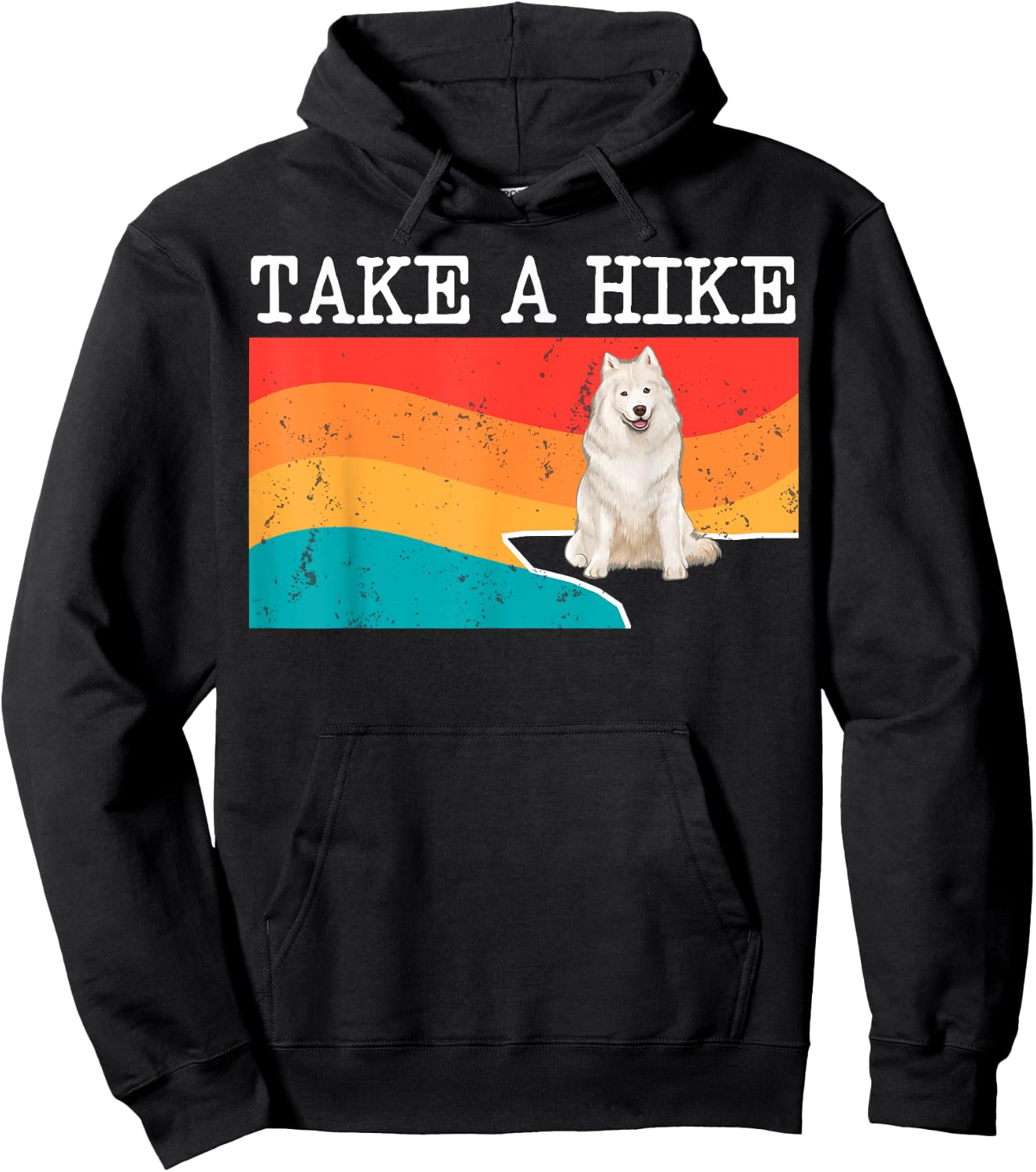 Funny Take A Hike Samoyed Graphic Hiking Hoodie - Hoodie | Black