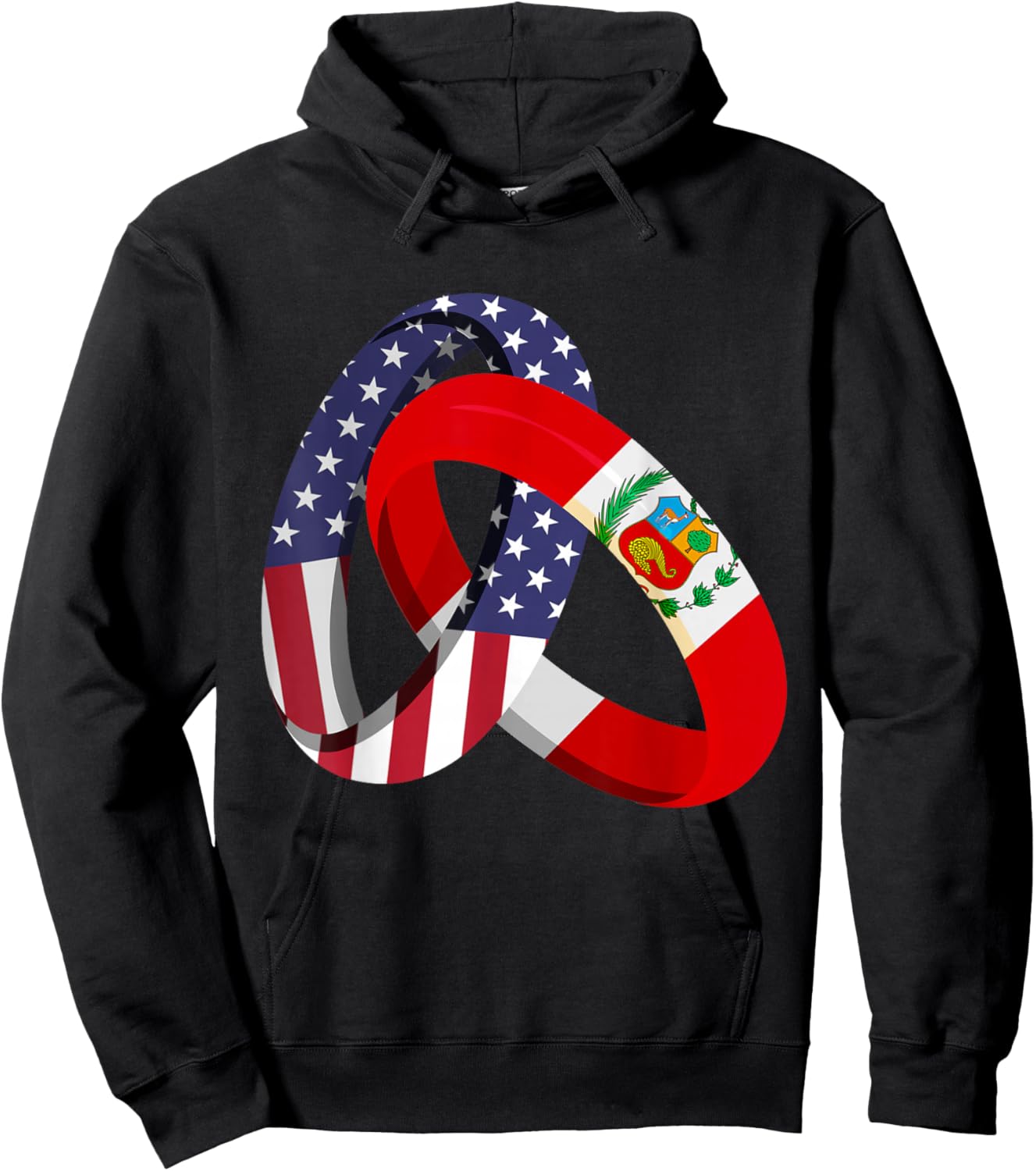 Peru American Ring Heritage Month Peruvian Flag Hoodie - Hoodie | Black