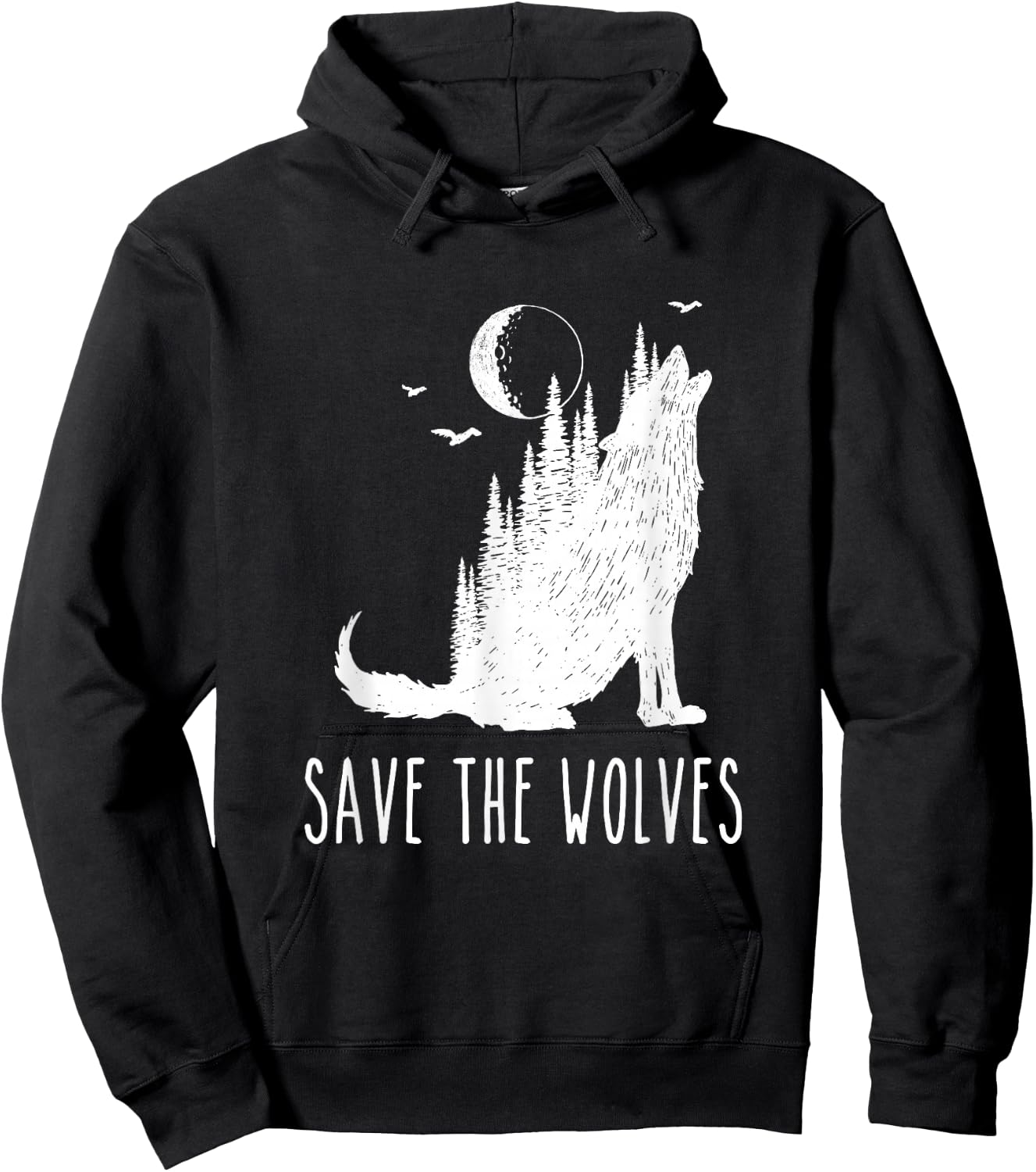 Save The Wolves Earth Day Wildlife Conservancy Howling Wolf Hoodie - Hoodie | Black