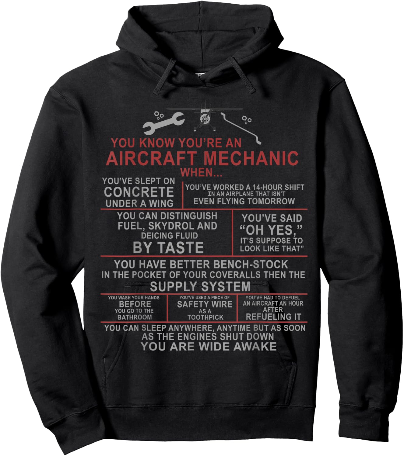 You Know You're an Aircraft Mechanic When.. Funny A&P Saying Hoodie - Hoodie | Black