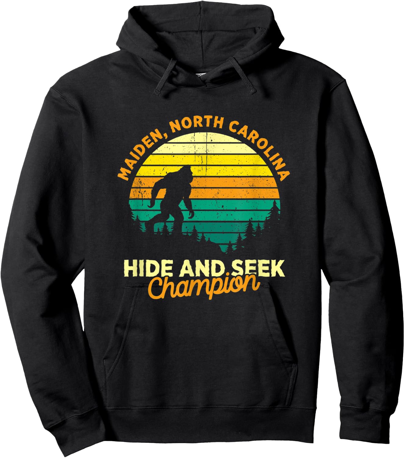 Retro Maiden, North Carolina Big foot Souvenir Hoodie - Hoodie | Black