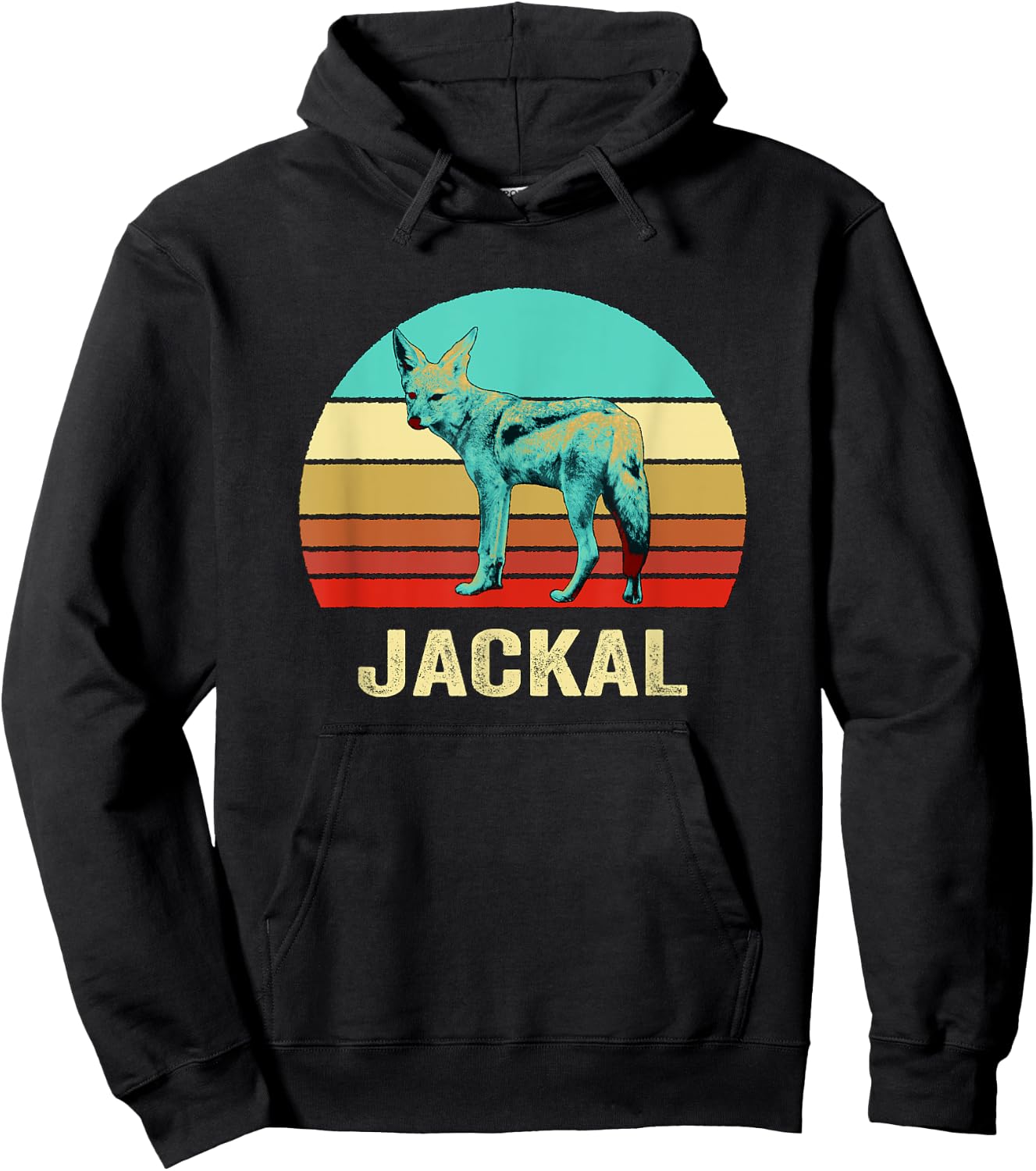 Vintage Retro Style Sunset Jackal Hoodie - Hoodie | Black